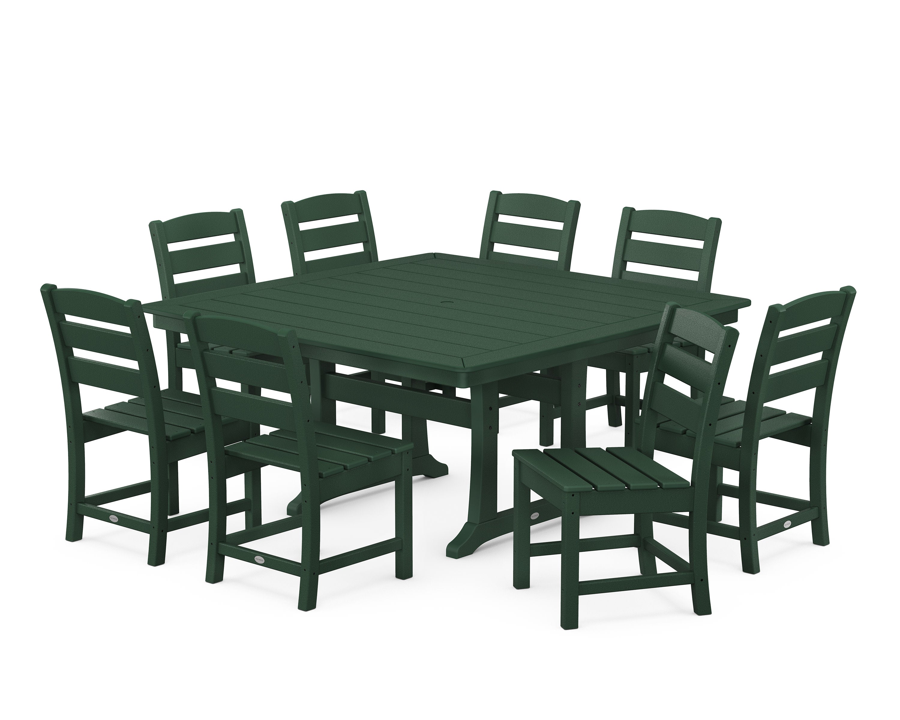 Lakeside 9-Piece Nautical Trestle Dining Set in Green