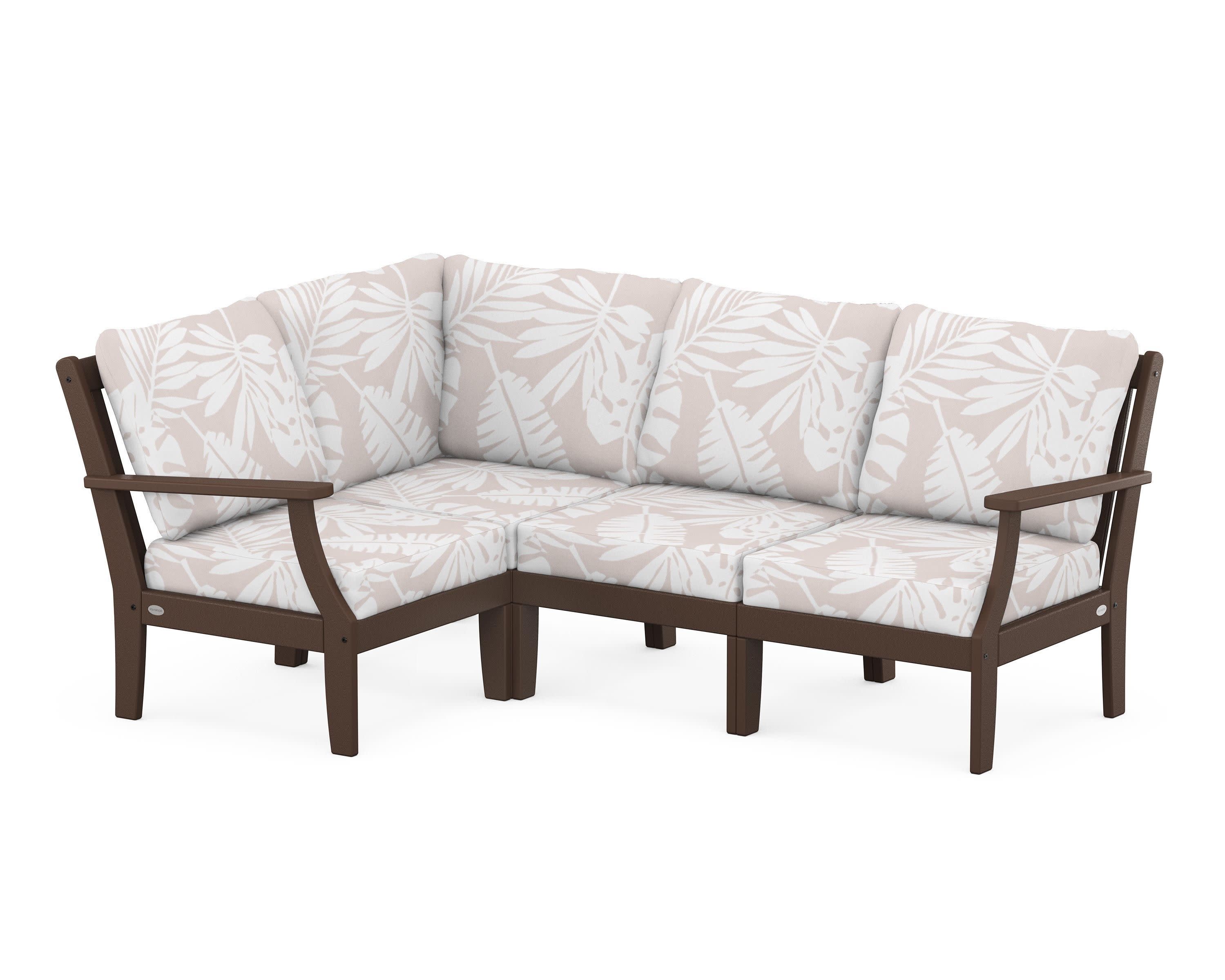 Braxton Modular 4-Piece Deep Seating Set in Mahogany / Leaf Dune Burlap