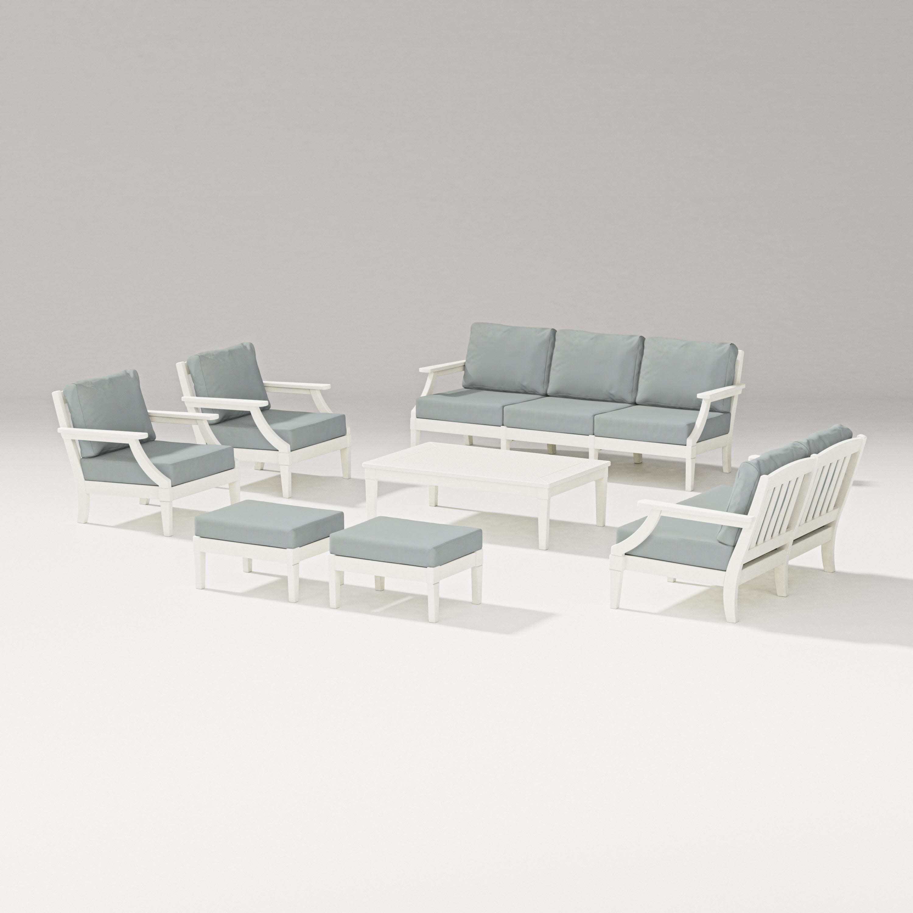 Estate 7-Piece Lounge Sofa Set in Vintage White / Spa