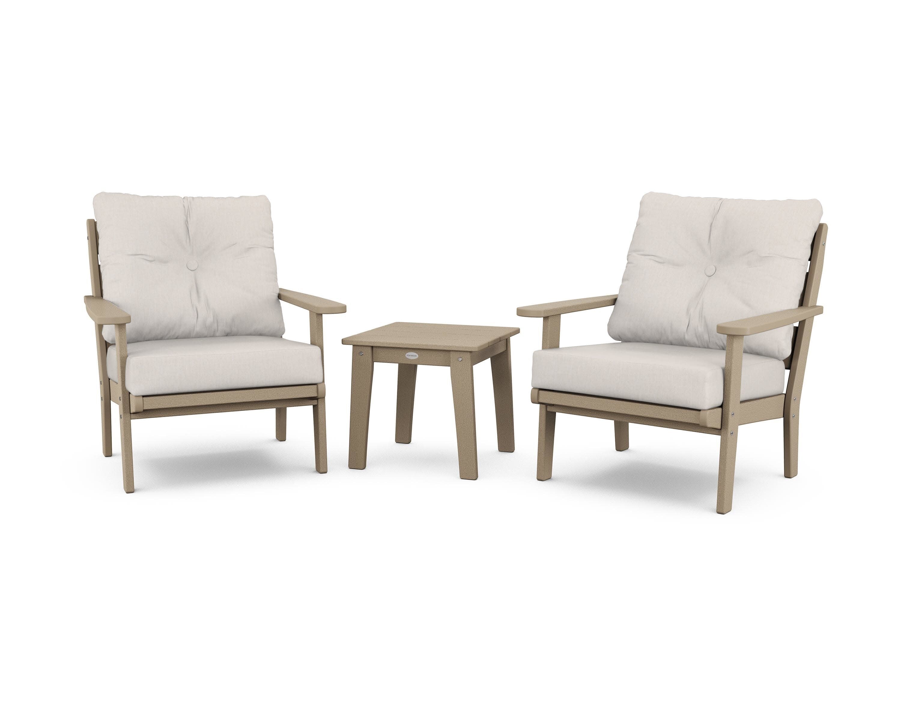 Lakeside 3-Piece Deep Seating Chair Set in Vintage Sahara / Cast Ash