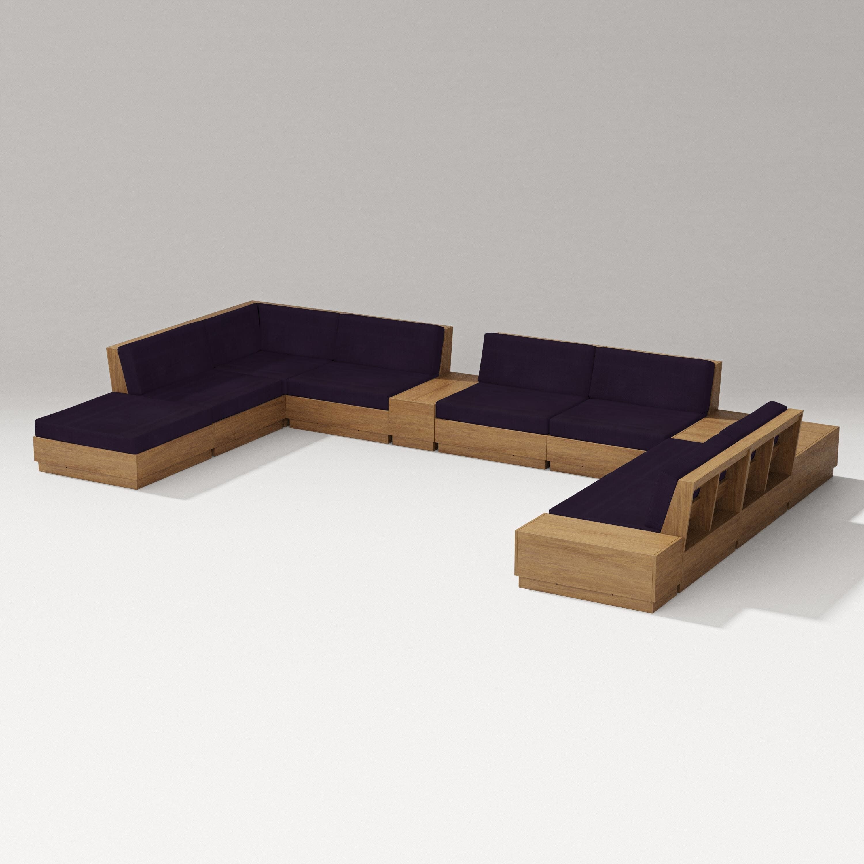 Elevate 11-Piece Conversation Sectional Set in Natural / Navy Linen