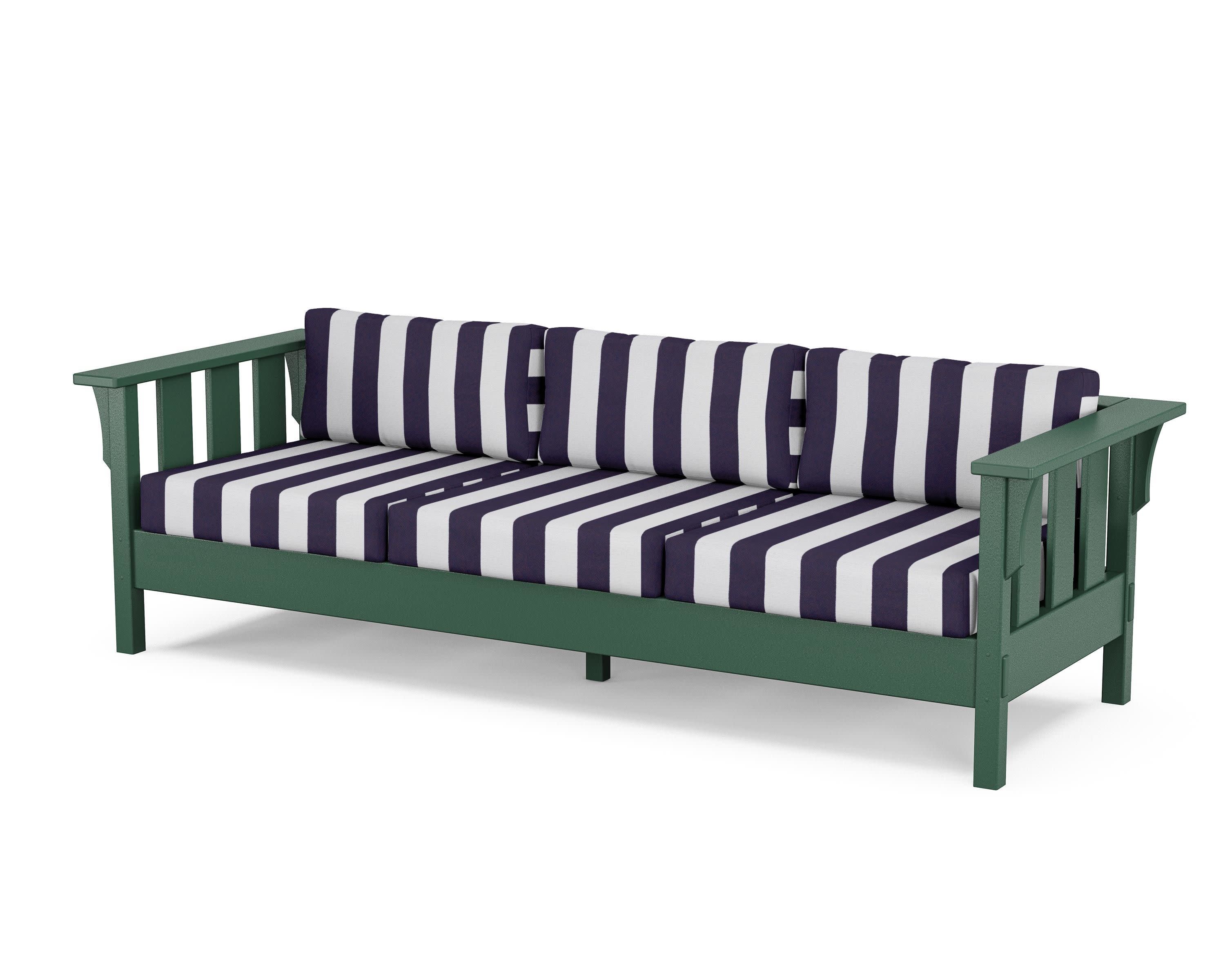 Acadia Deep Seating Sofa in Green / Cabana Stripe Navy