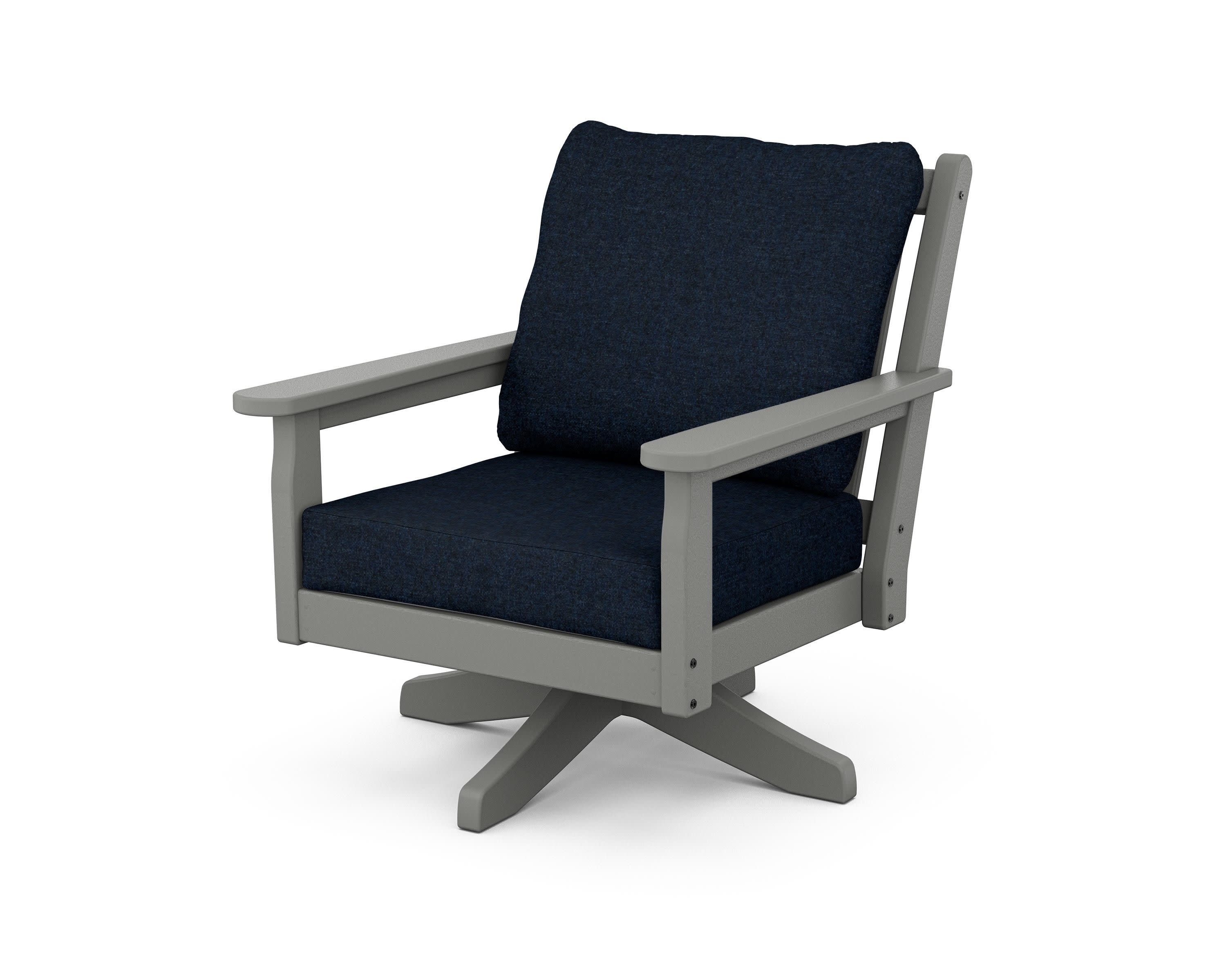 Chippendale Deep Seating Swivel Chair in Slate Grey / Marine Indigo