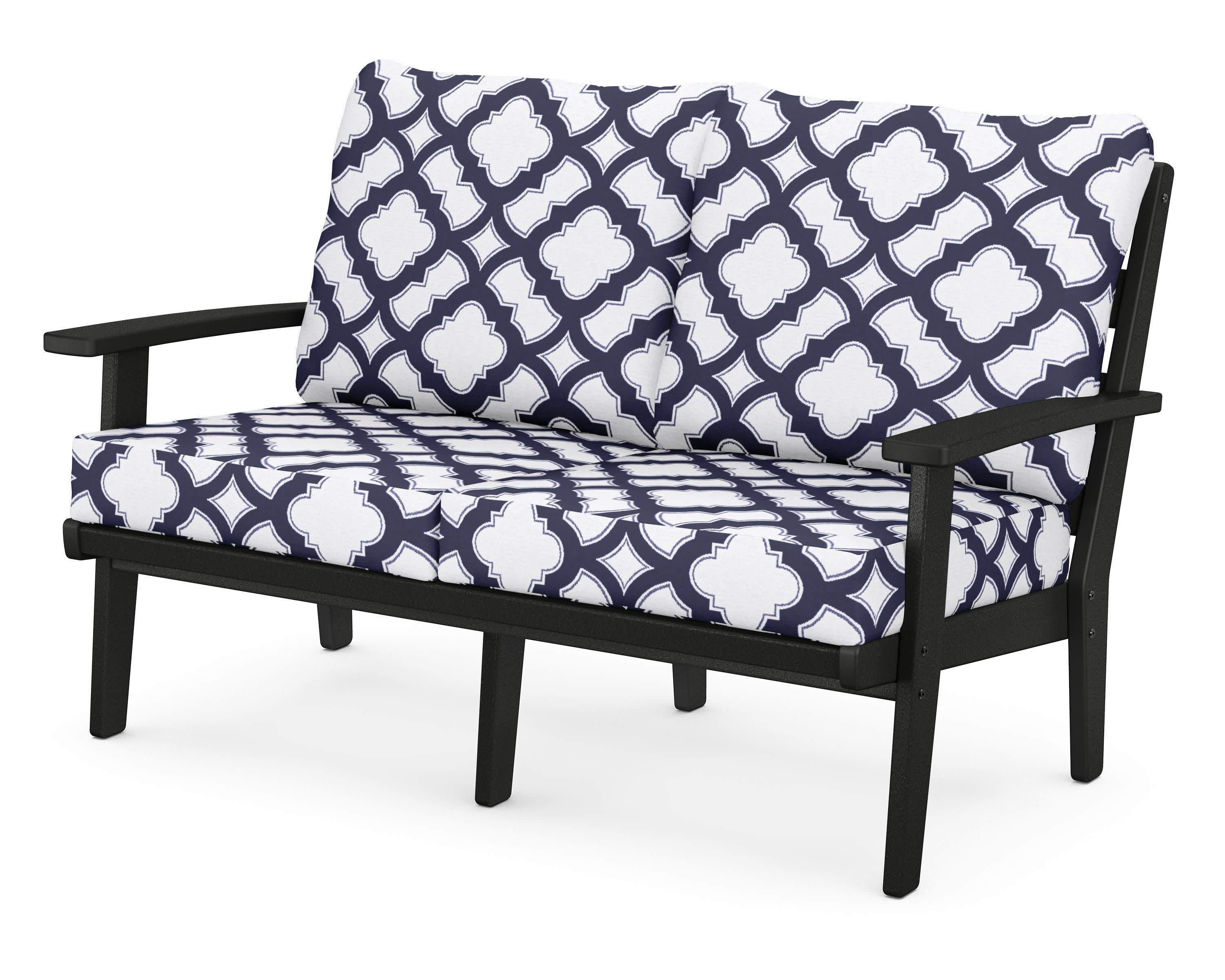 Grant Park Deep Seating Loveseat in Black / Trellis Navy