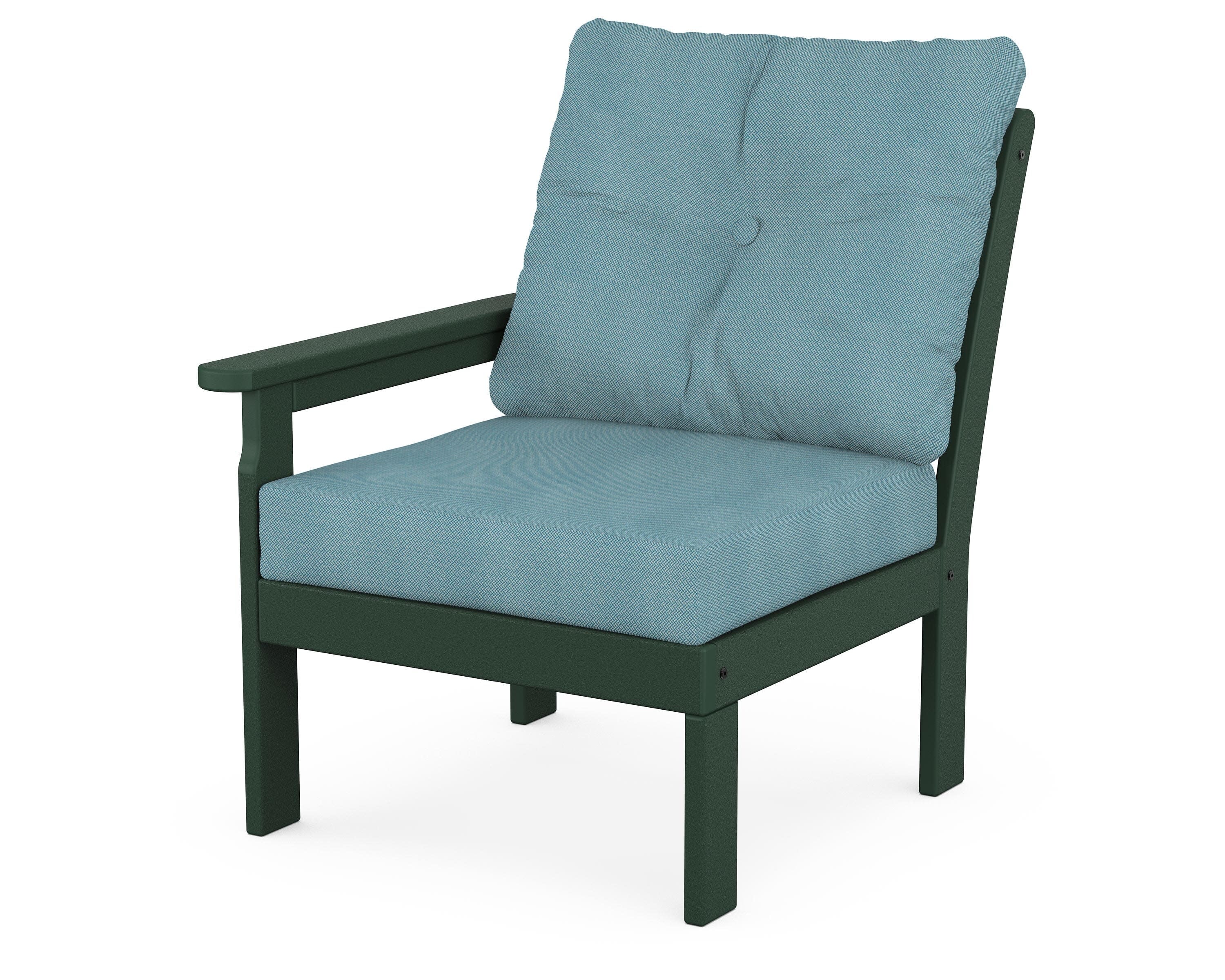 Vineyard Modular Left Arm Chair in Green / Lattice Sky Blue