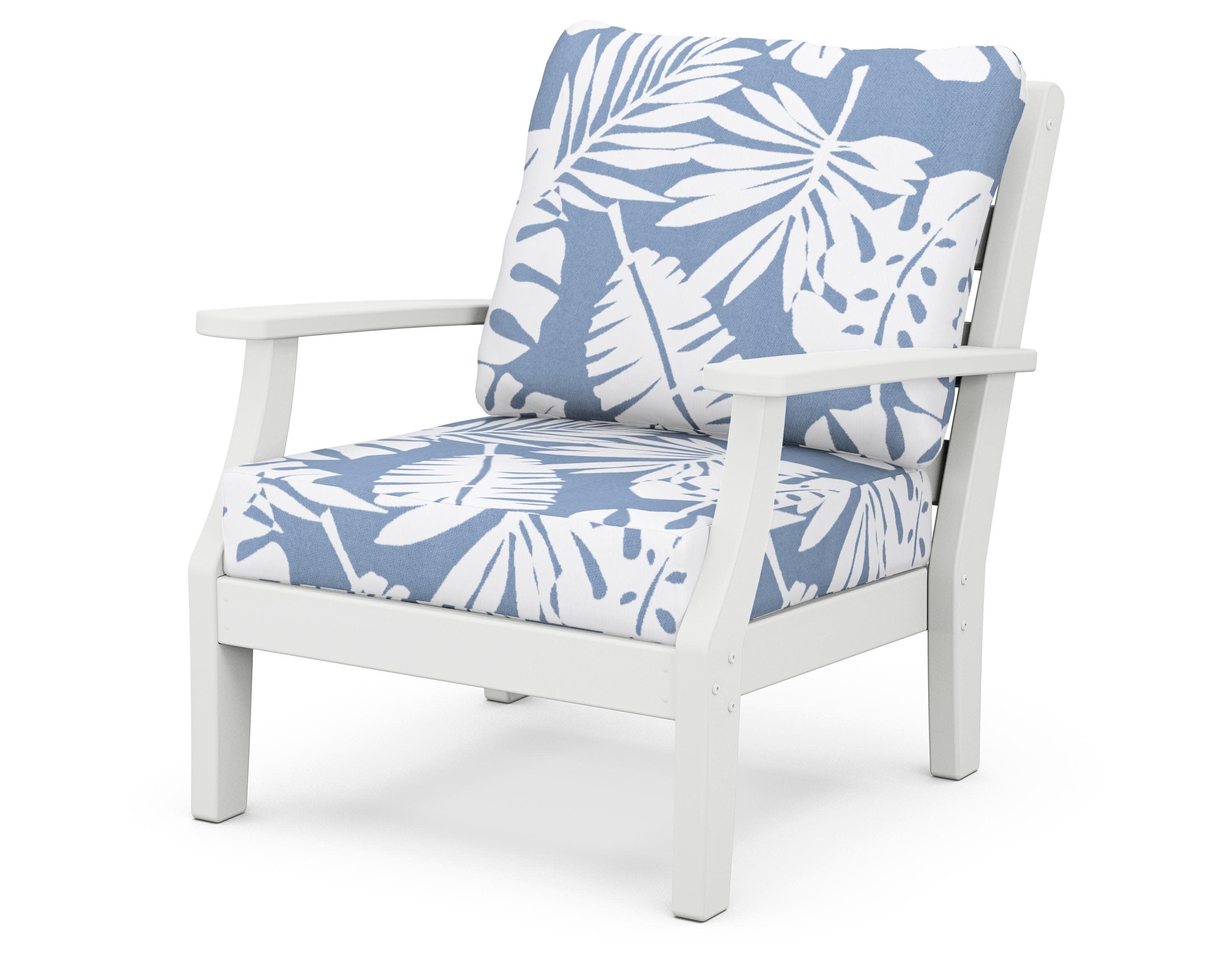 Chesapeake Deep Seating Chair in White / Leaf Sky Blue