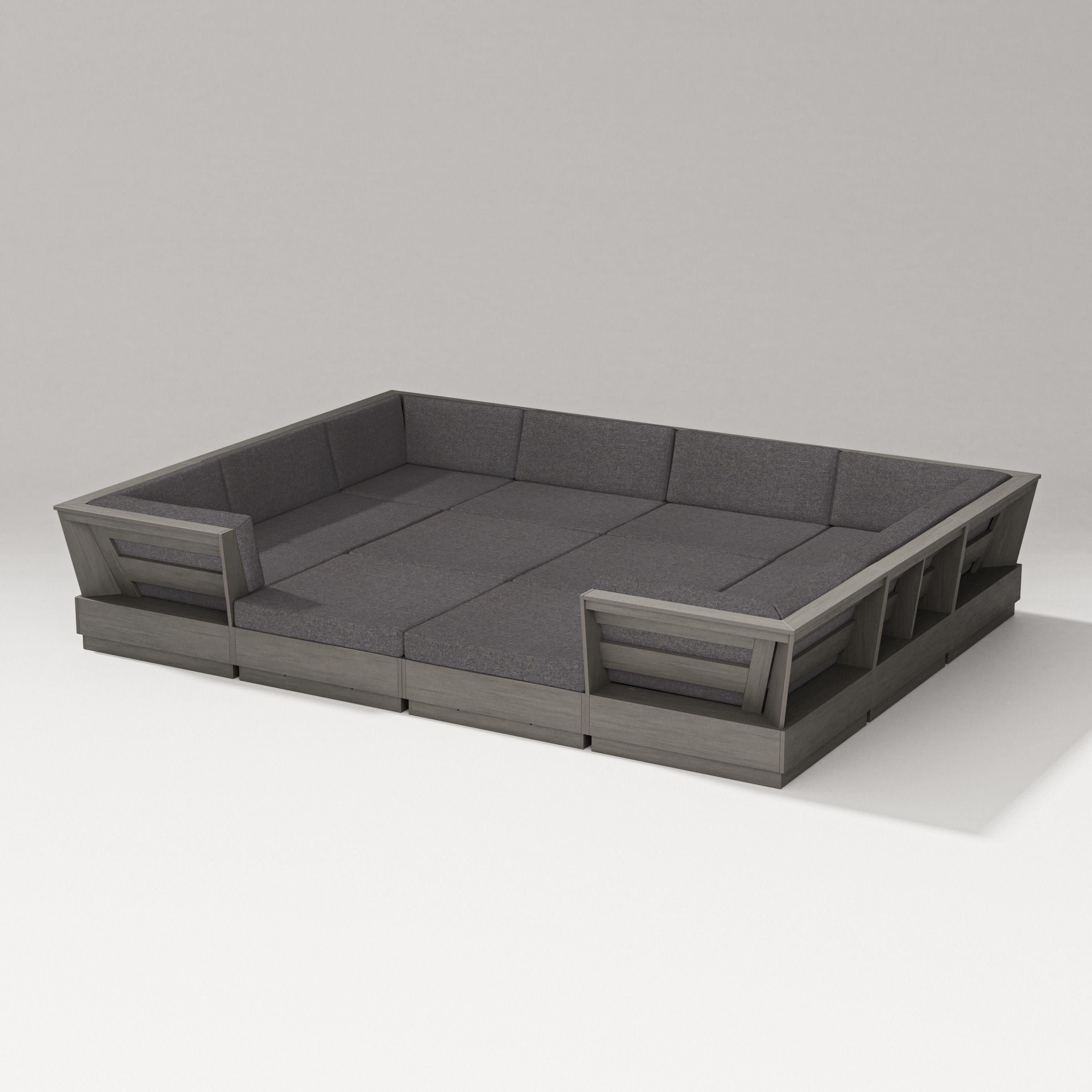 Elevate 12-Piece Pit Sectional in Driftwood / Ash Charcoal