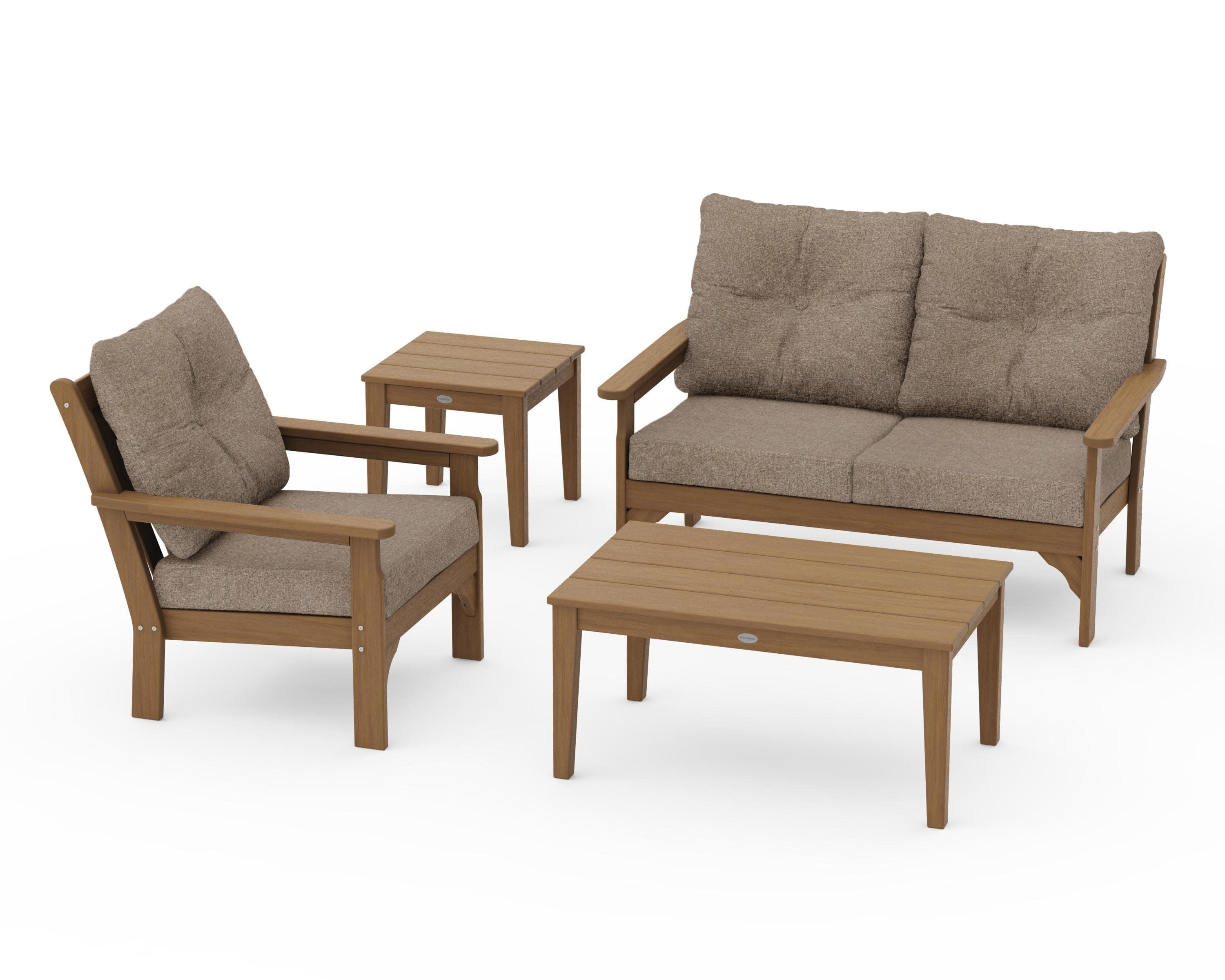 Vineyard 4-Piece Deep Seating Set in Natural / Spiced Burlap