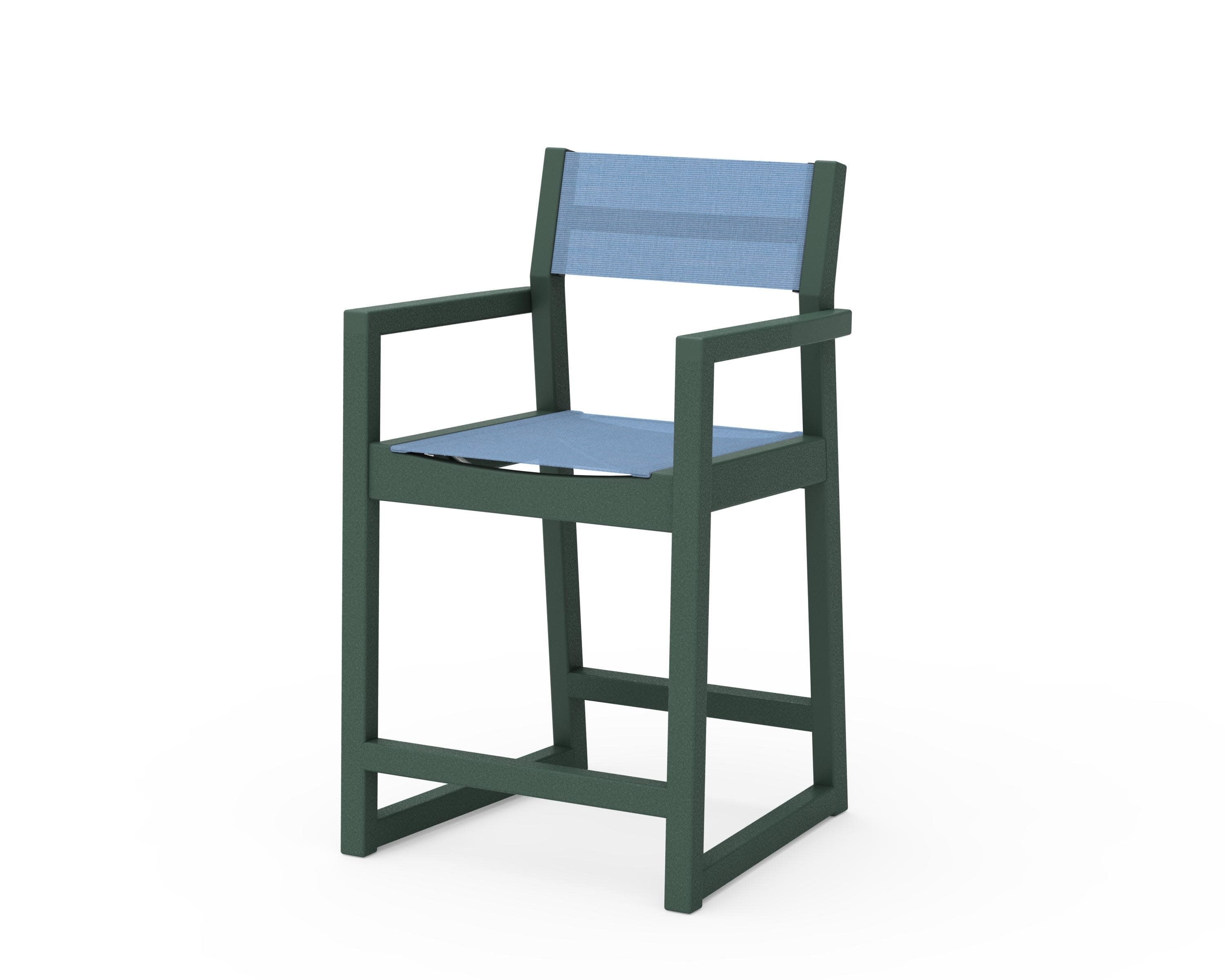 EDGE Sling Counter Arm Chair in Green / Poolside Sling