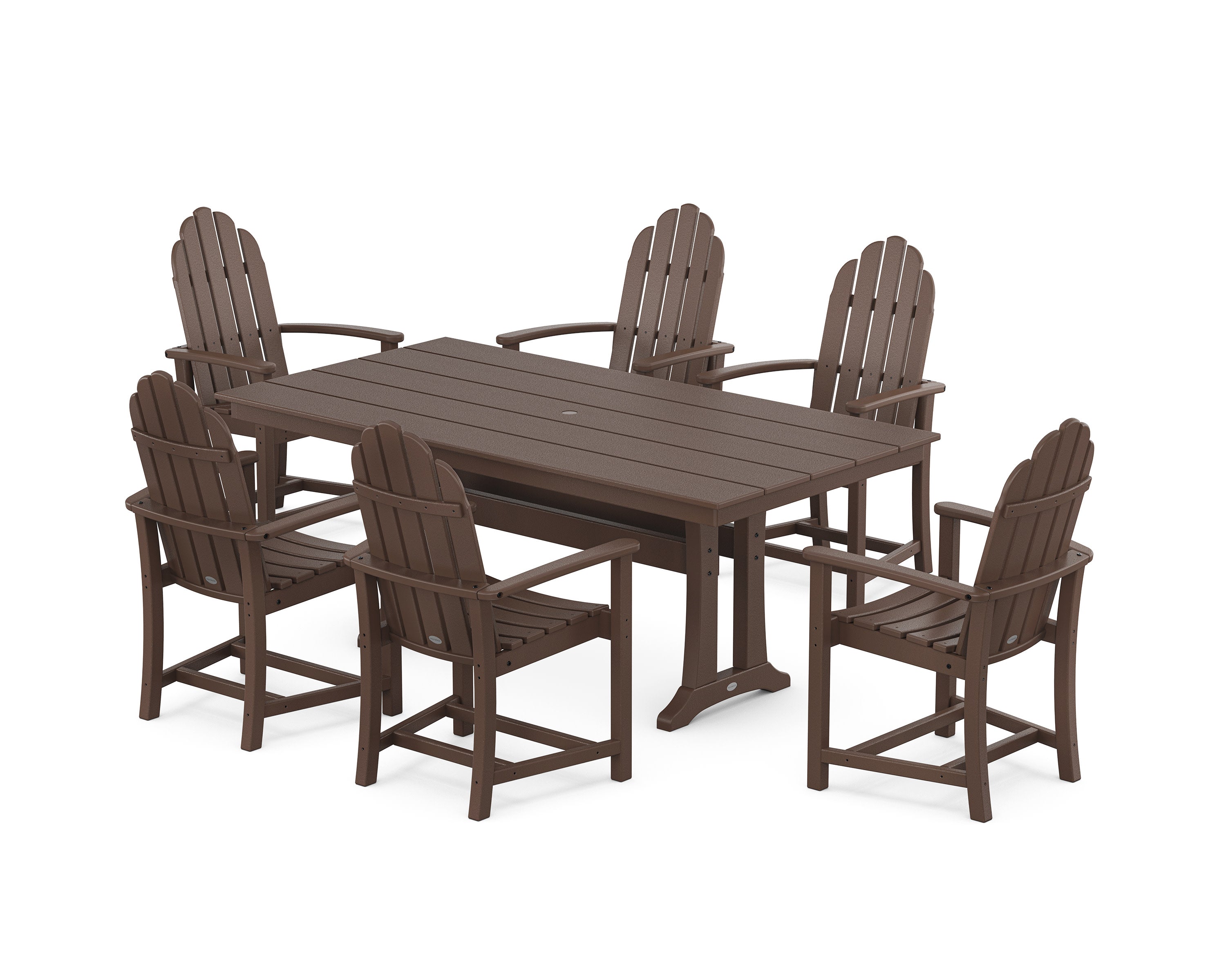 Classic Adirondack 7-Piece Farmhouse Dining Set with Trestle Legs in Mahogany