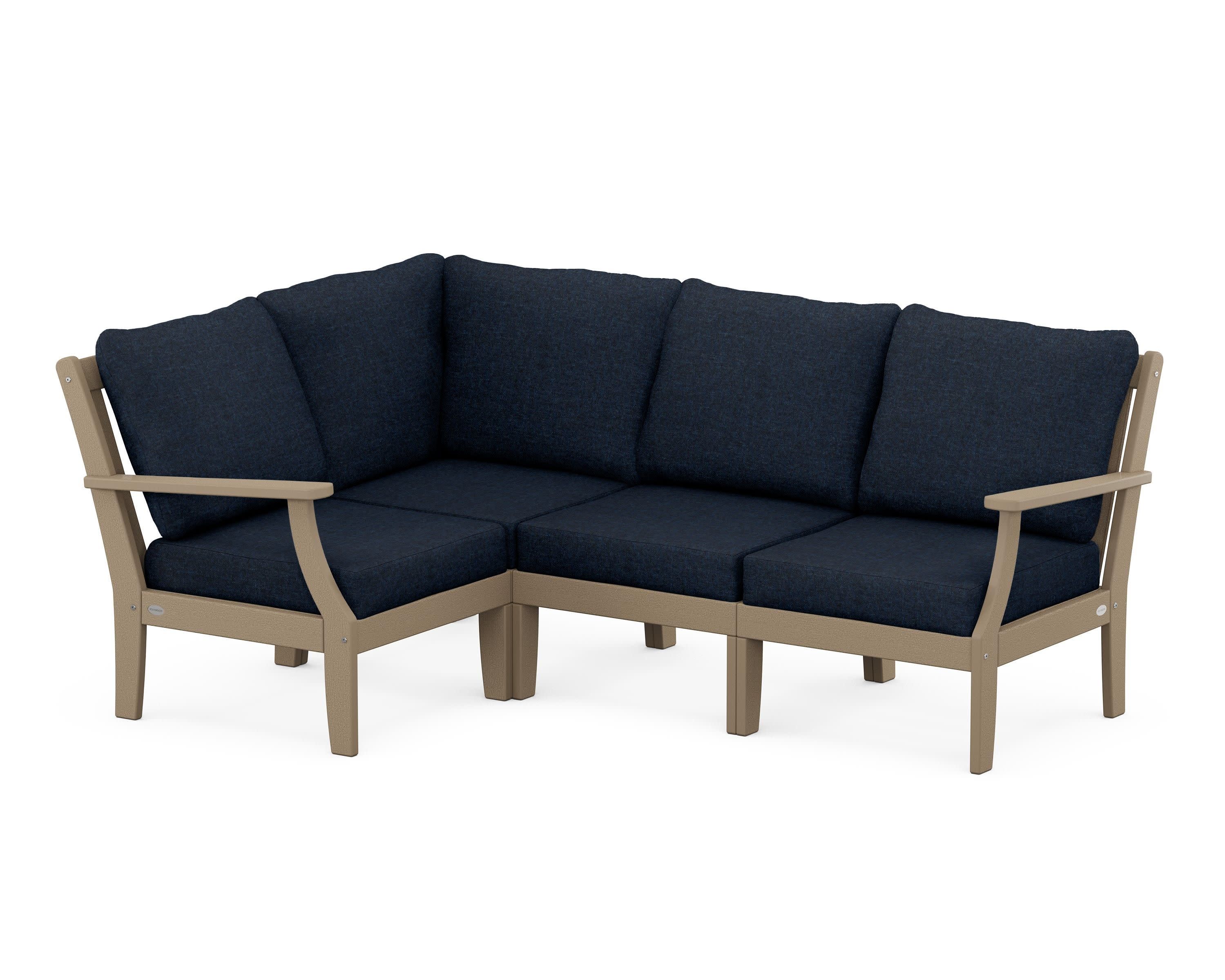 Braxton Modular 4-Piece Deep Seating Set in Vintage Sahara / Marine Indigo