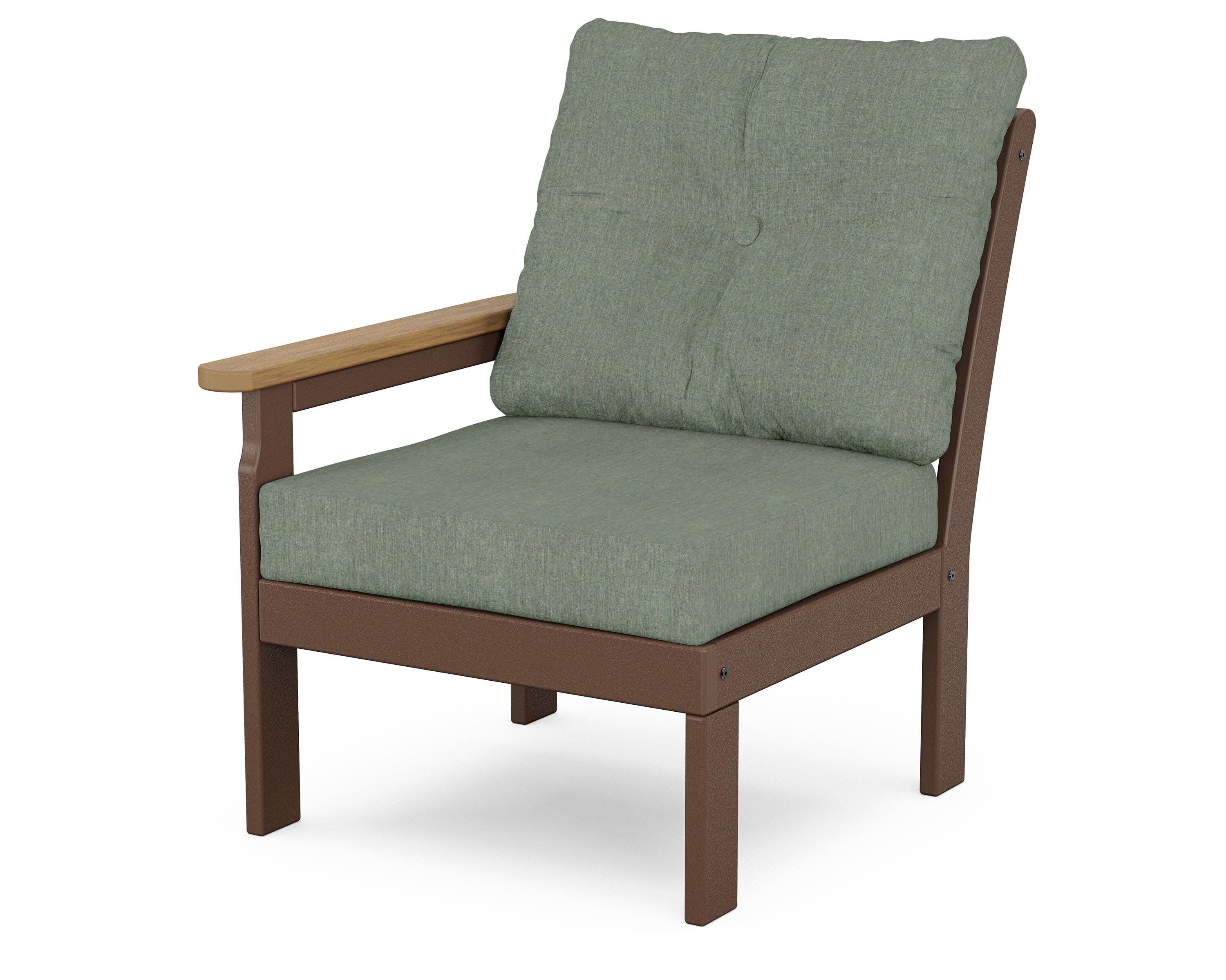 Vineyard Modular Left Arm Chair in Mahogany / Natural / Cast Sage