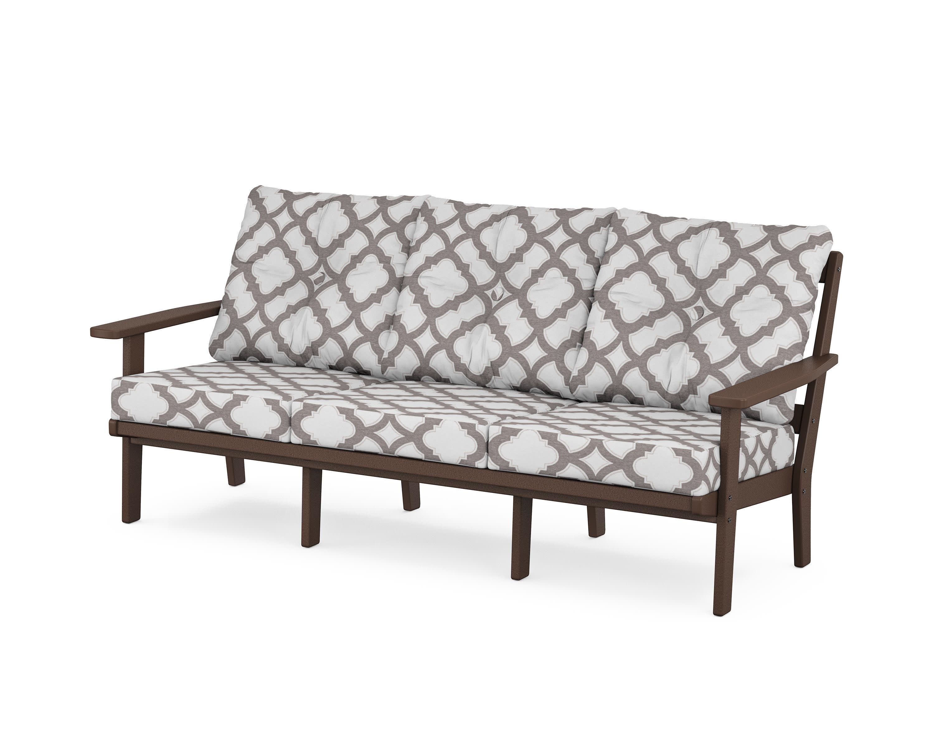 Oxford Deep Seating Sofa in Mahogany / Trellis Grey Mist