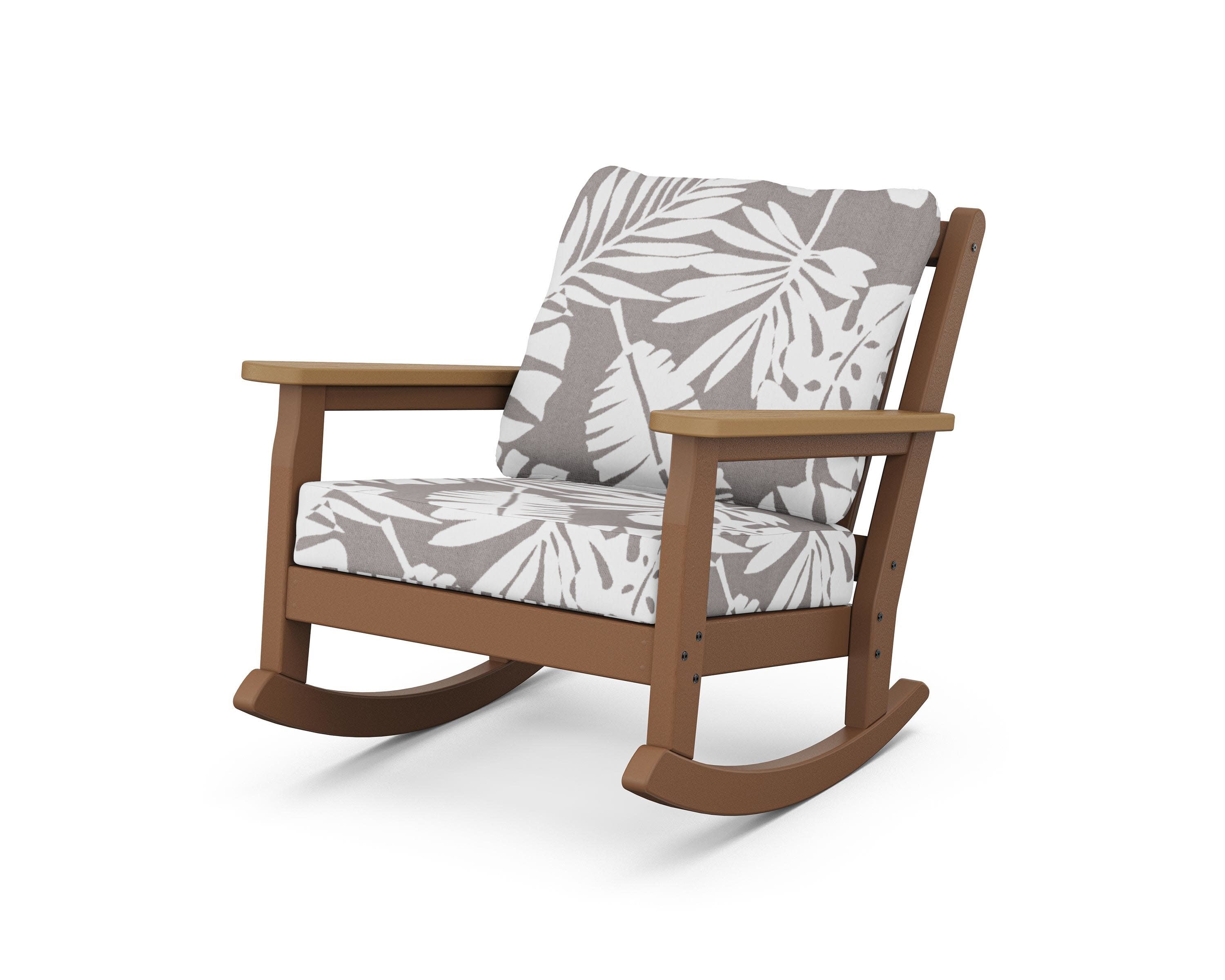 Chippendale Deep Seating Rocking Chair in Teak / Natural / Leaf Grey Mist
