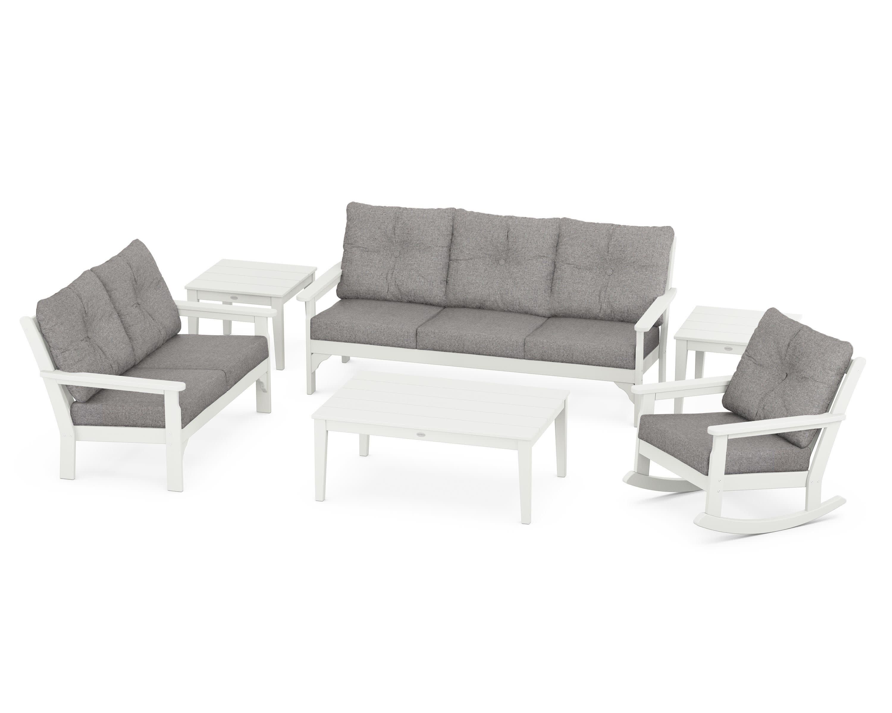 Vineyard 6-Piece Deep Seating Set in Vintage White / Grey Mist