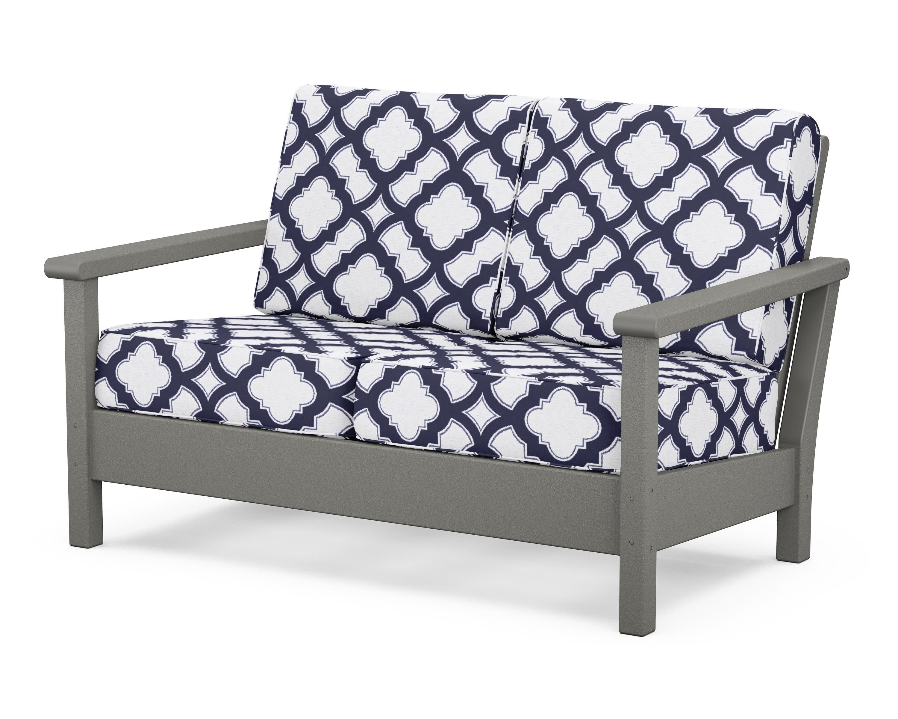 Harbour Deep Seating Loveseat in Slate Grey / Trellis Navy