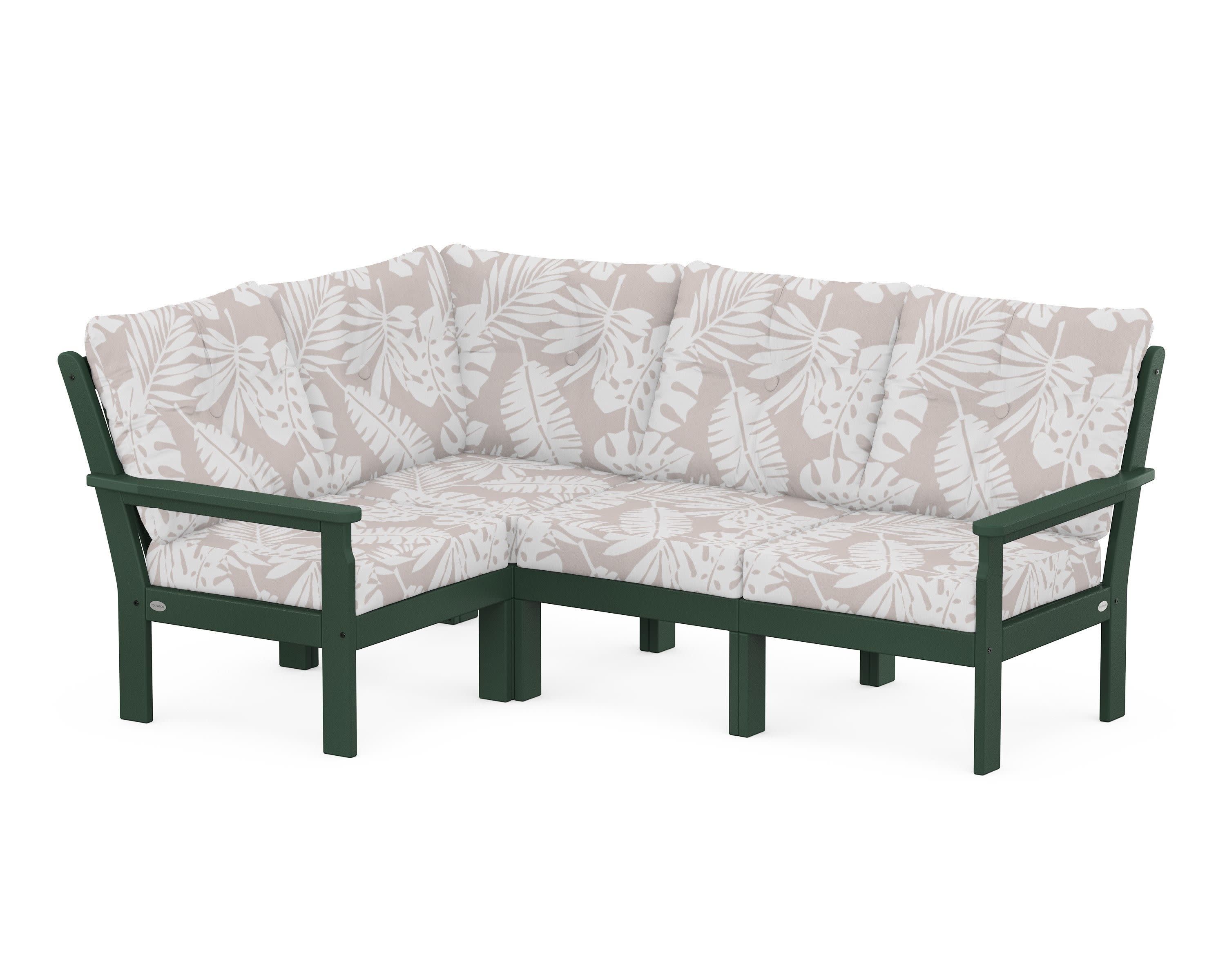Vineyard 4-Piece Sectional in Green / Leaf Dune Burlap