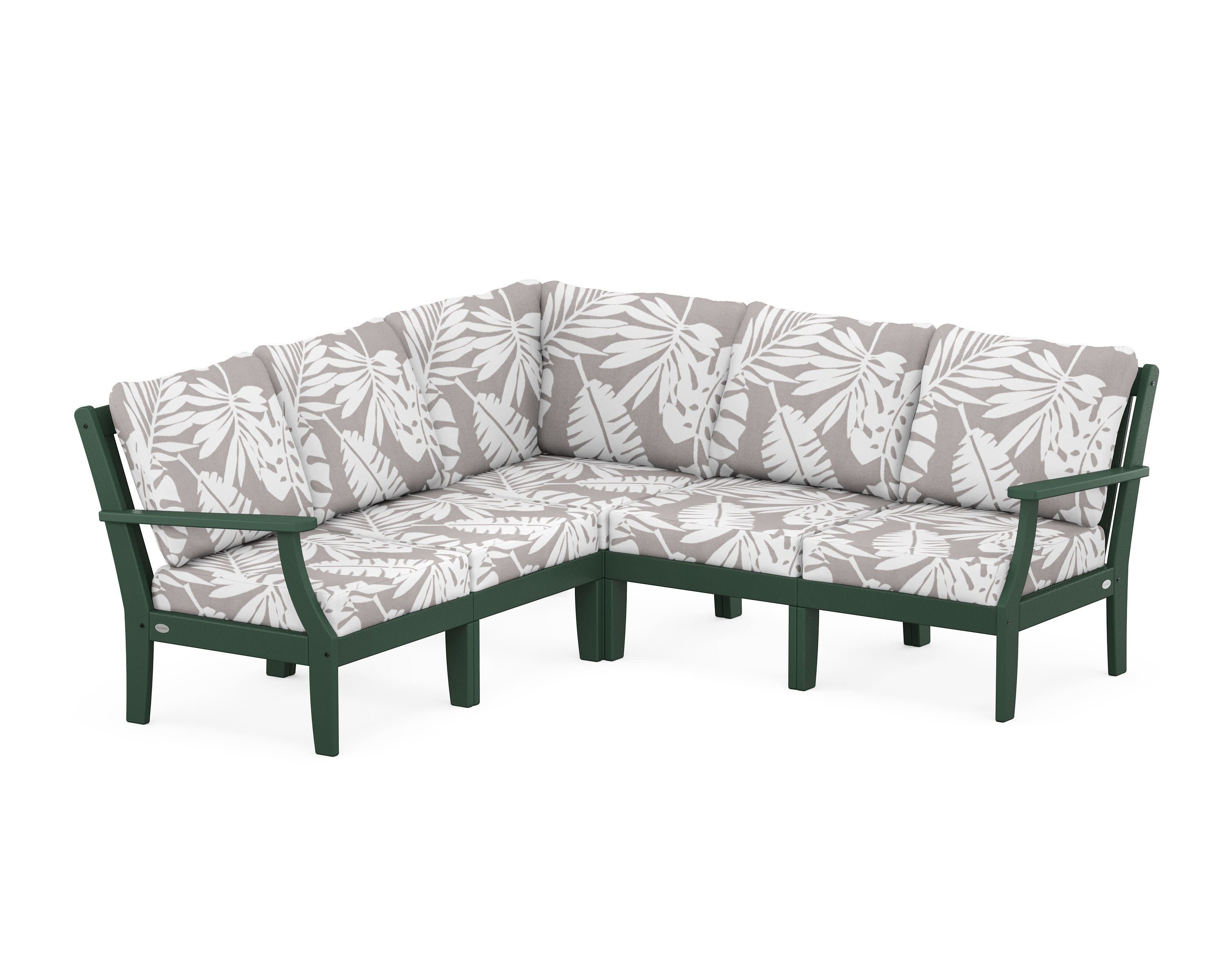 Braxton Modular 5-Piece Deep Seating Set in Green / Leaf Grey Mist