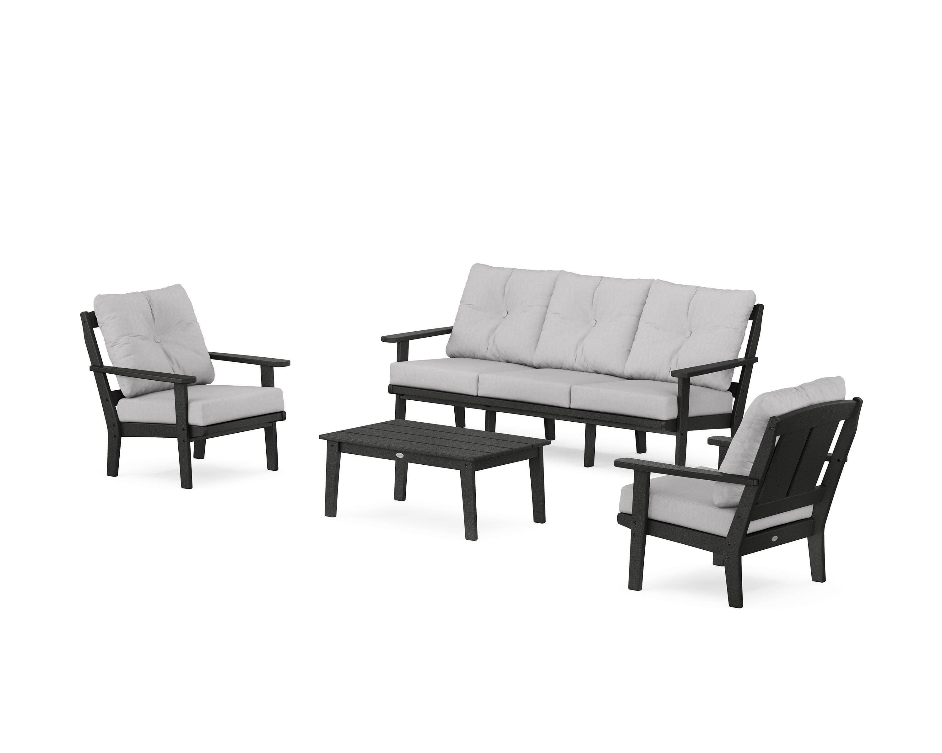 Mission 4-Piece Deep Seating Set with Sofa in Black / Granite