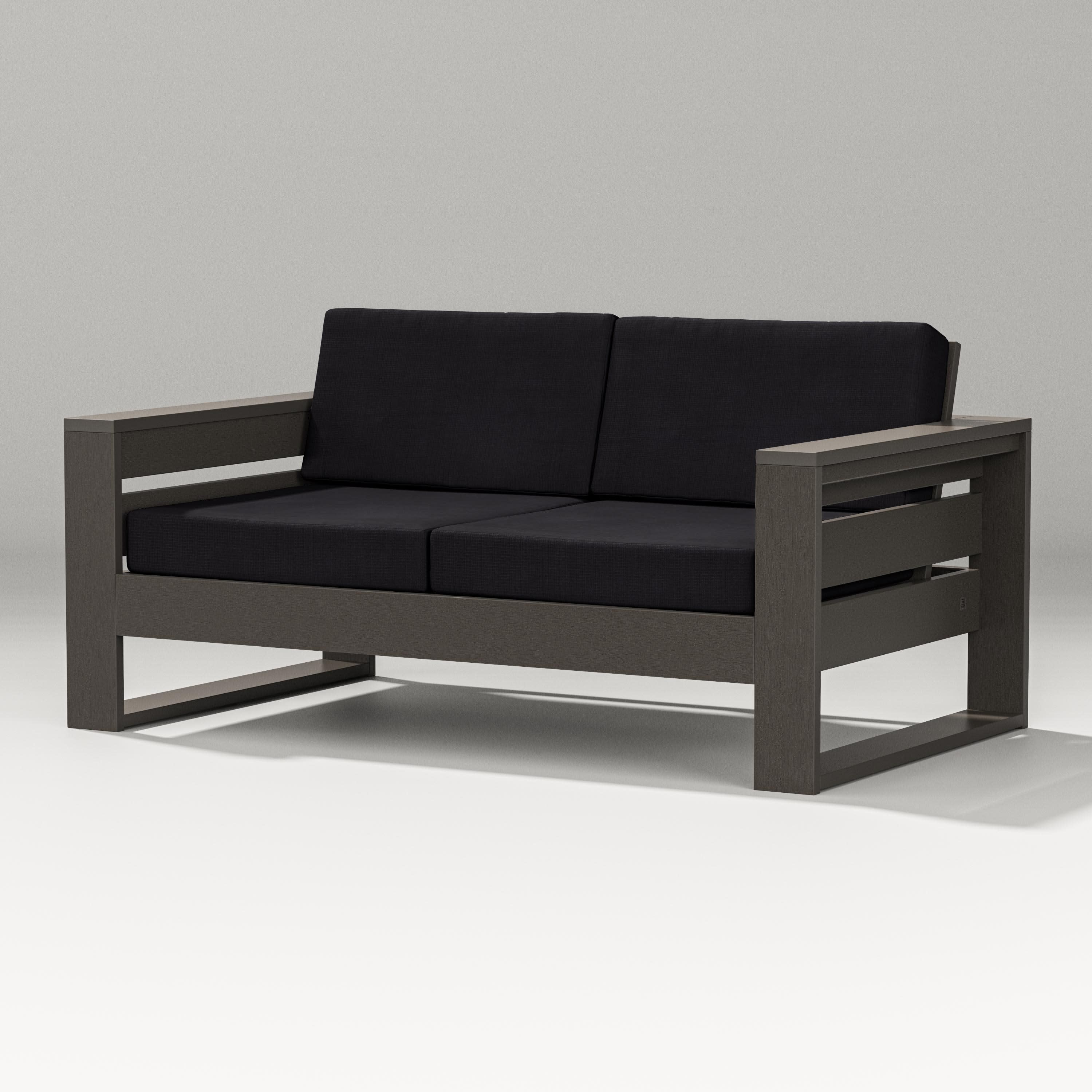 Latitude Loveseat in Vintage Coffee / Midnight Linen