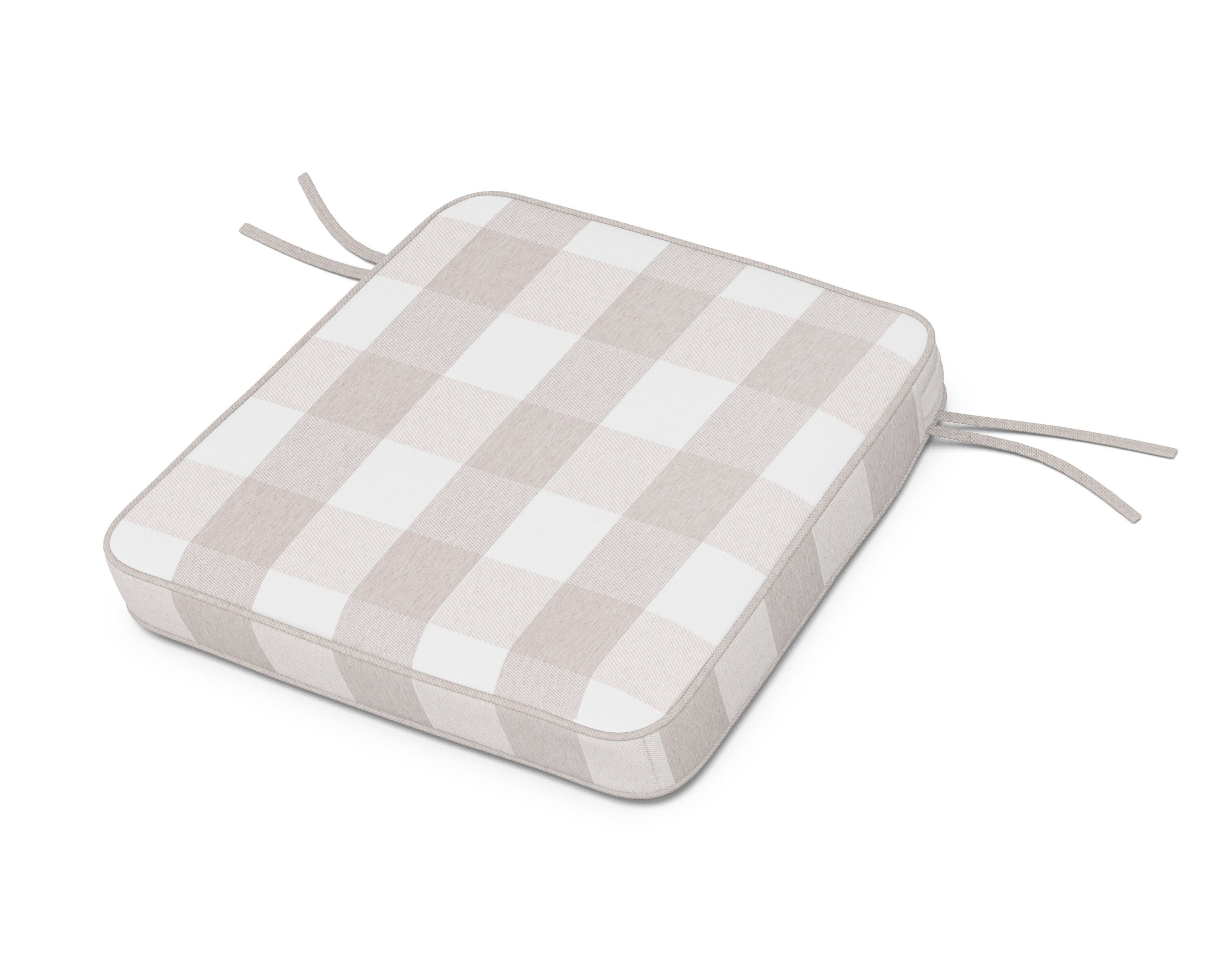 Acadia Dining Arm Seat Cushion in Buffalo Plaid Dune Burlap