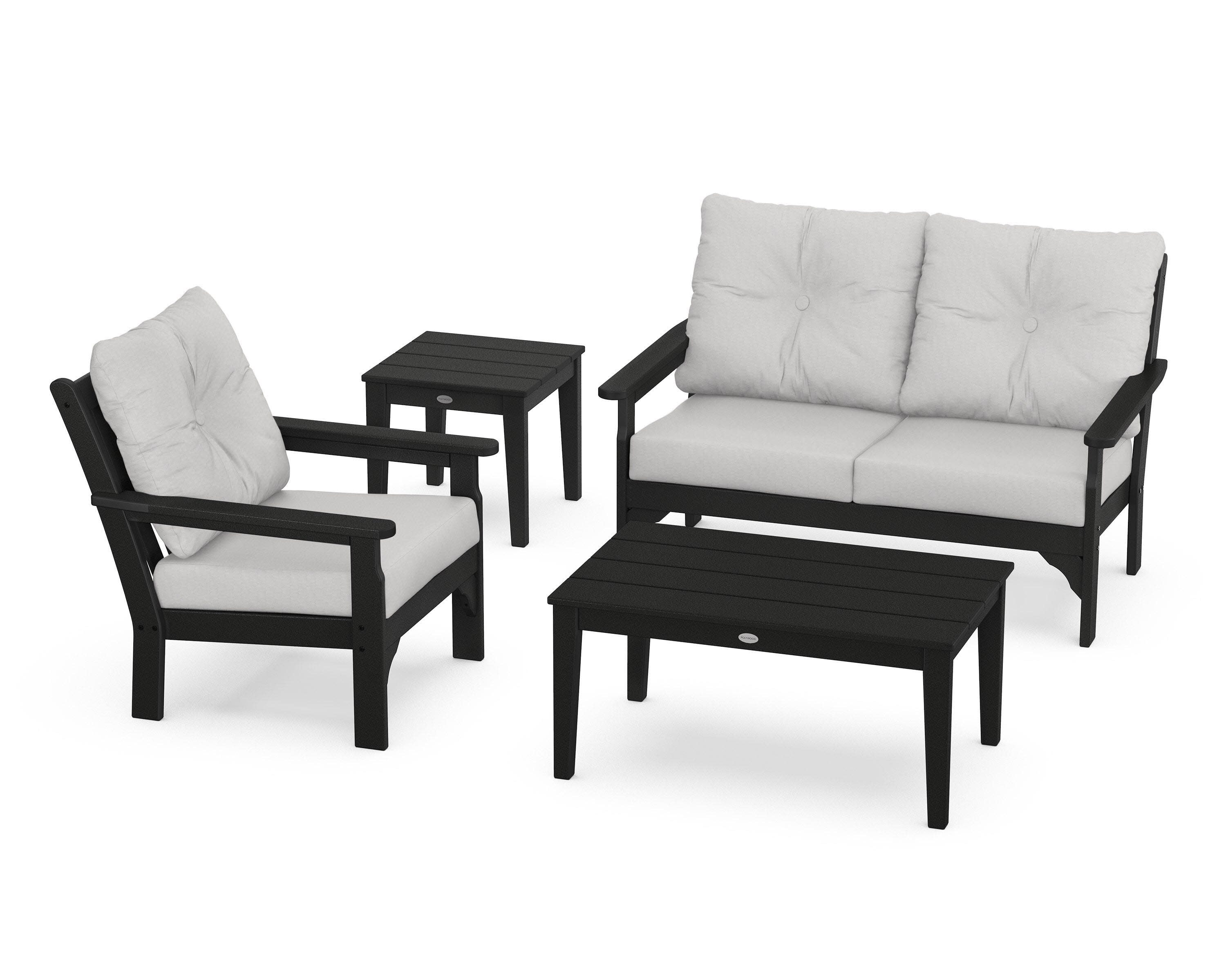 Vineyard 4-Piece Deep Seating Set in Black / Diamond in the Rough