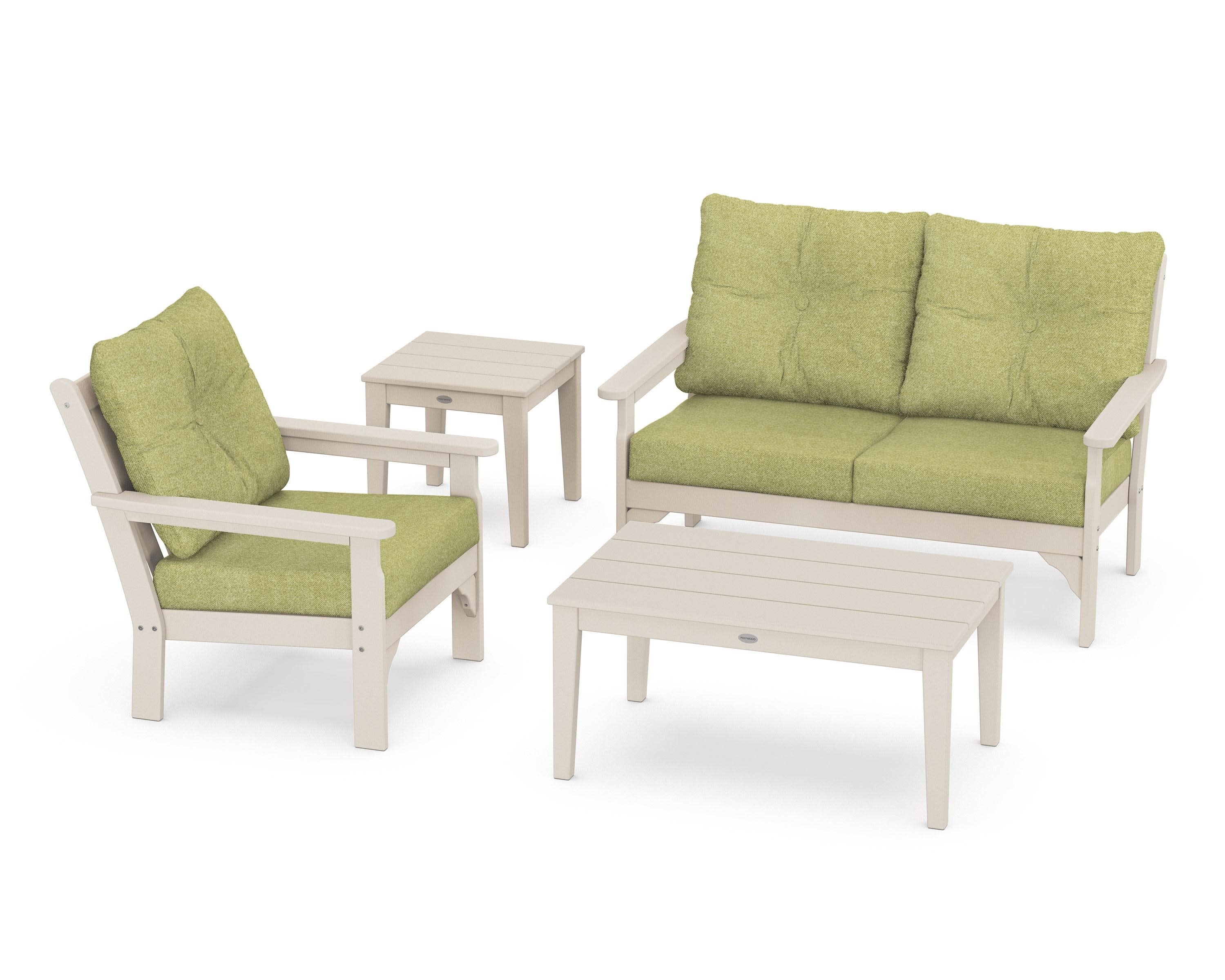 Vineyard 4-Piece Deep Seating Set in Sand / Chartreuse Boucle