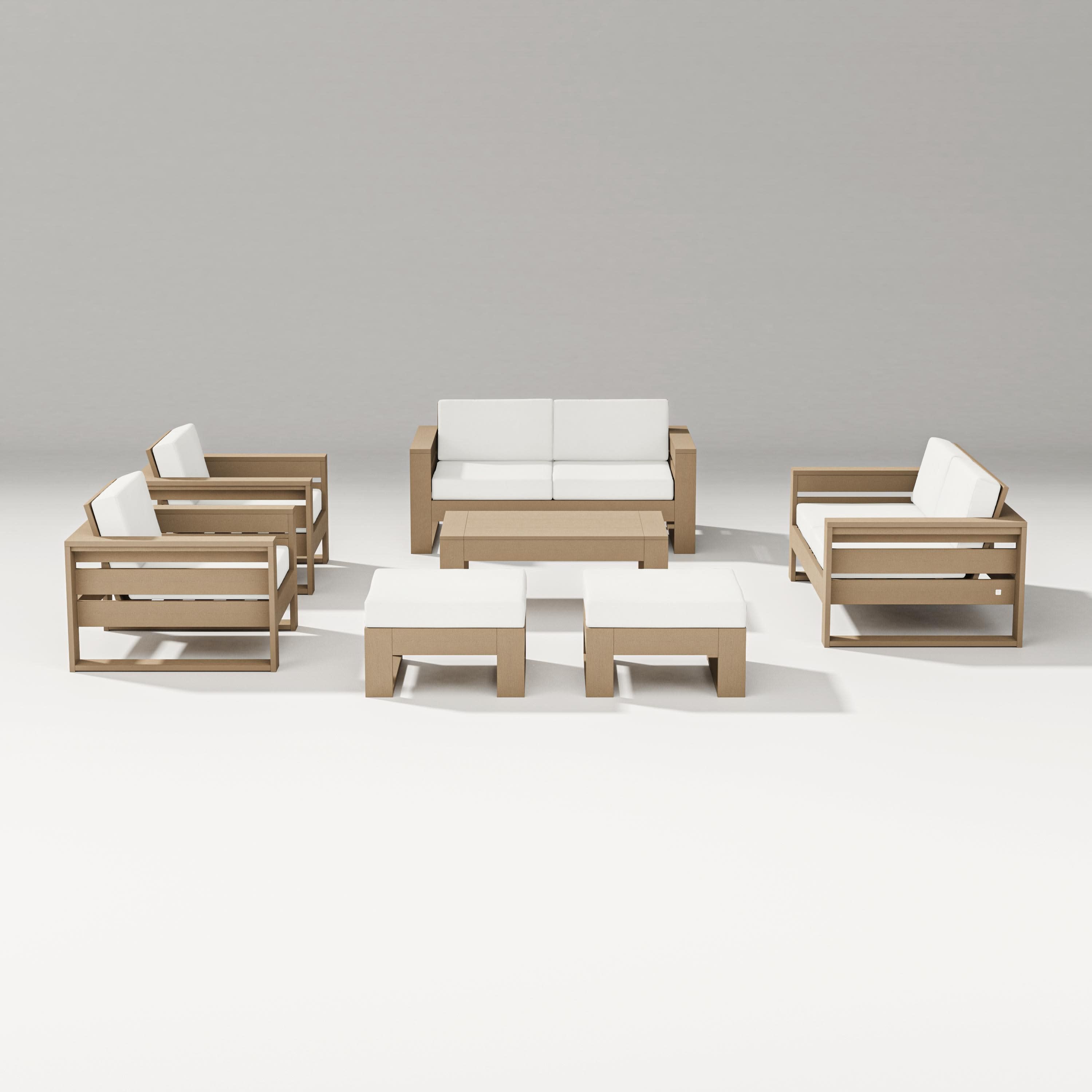 Latitude 7-Piece Lounge Loveseat Set in Vintage Sahara / Natural Linen