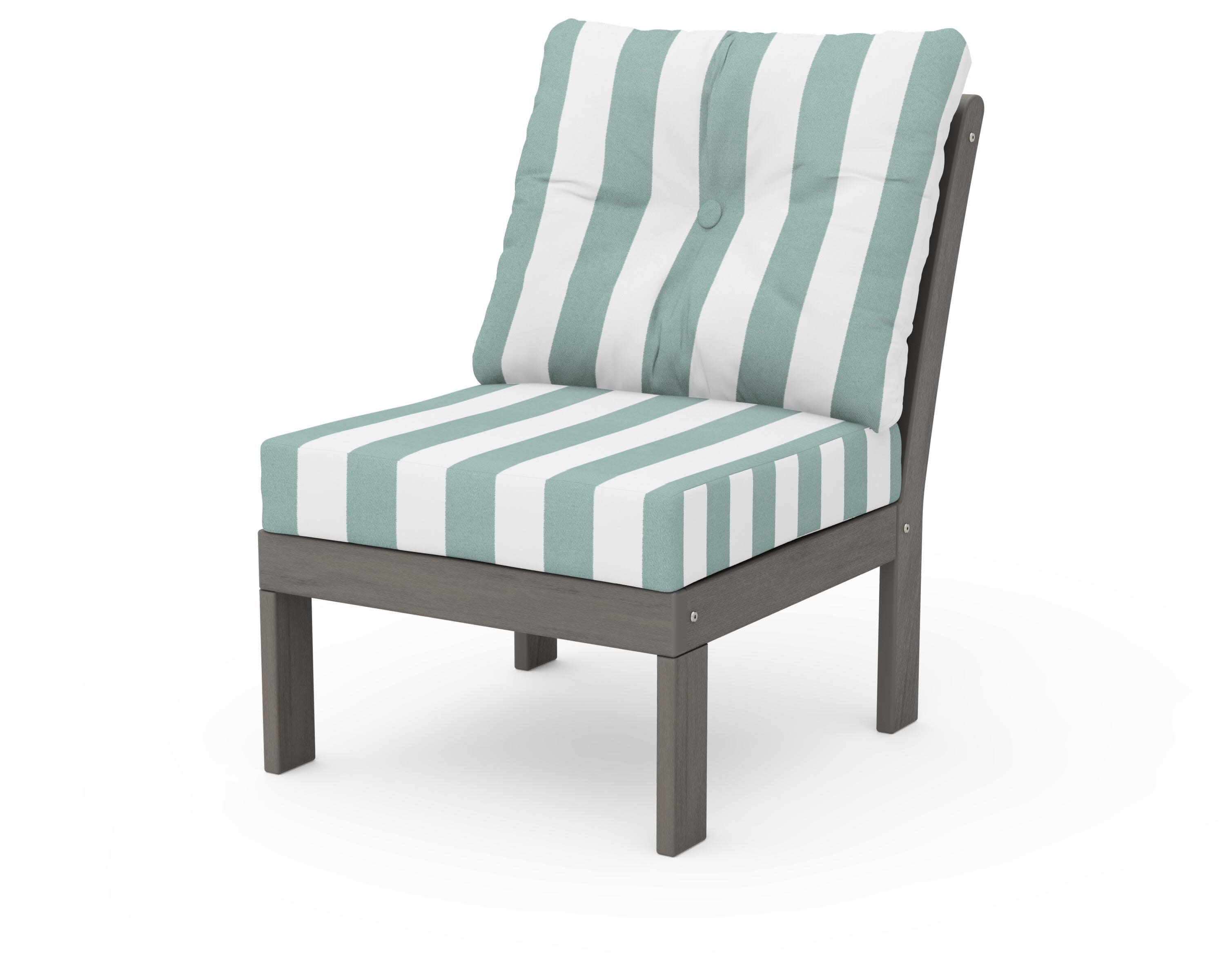 Vineyard Modular Armless Chair in Driftwood / Cabana Stripe Glacier Spa