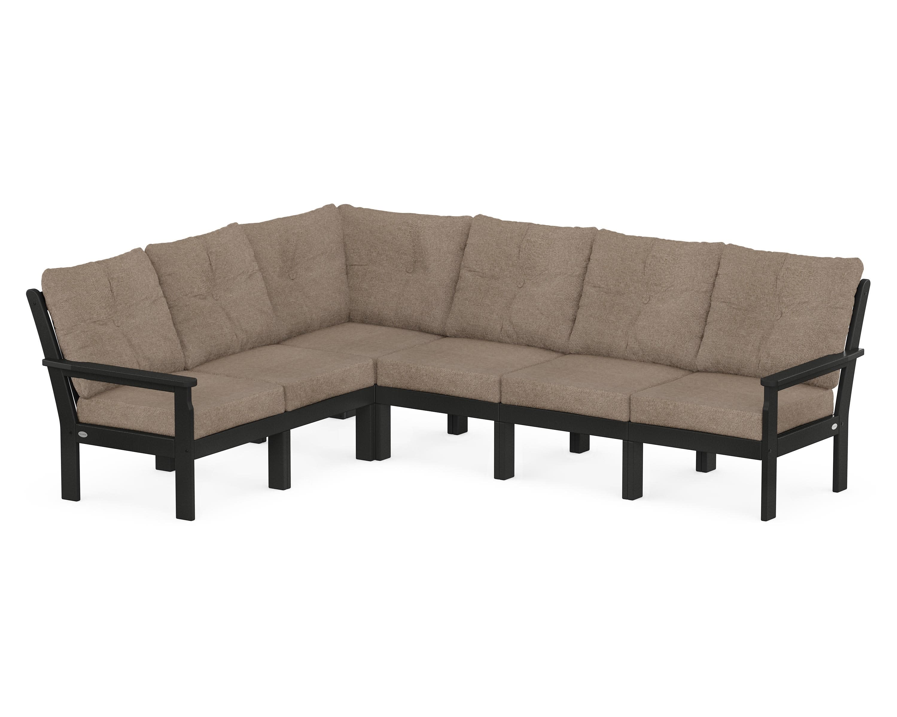 Vineyard 6-Piece Sectional in Black / Spiced Burlap
