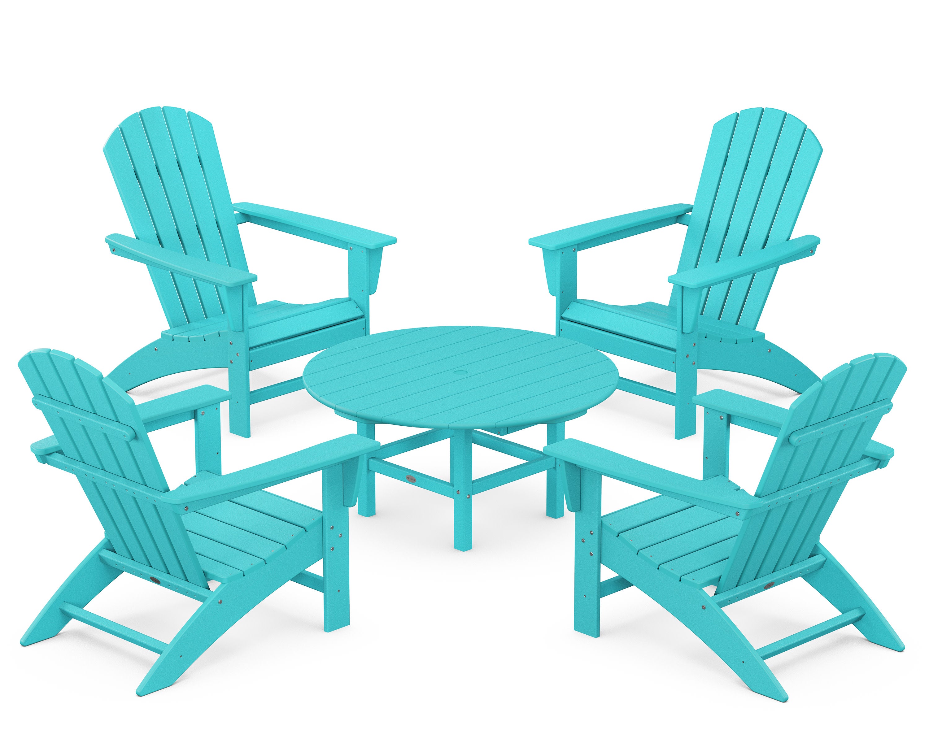 Nautical 5-Piece Adirondack Chair Conversation Set in Aruba