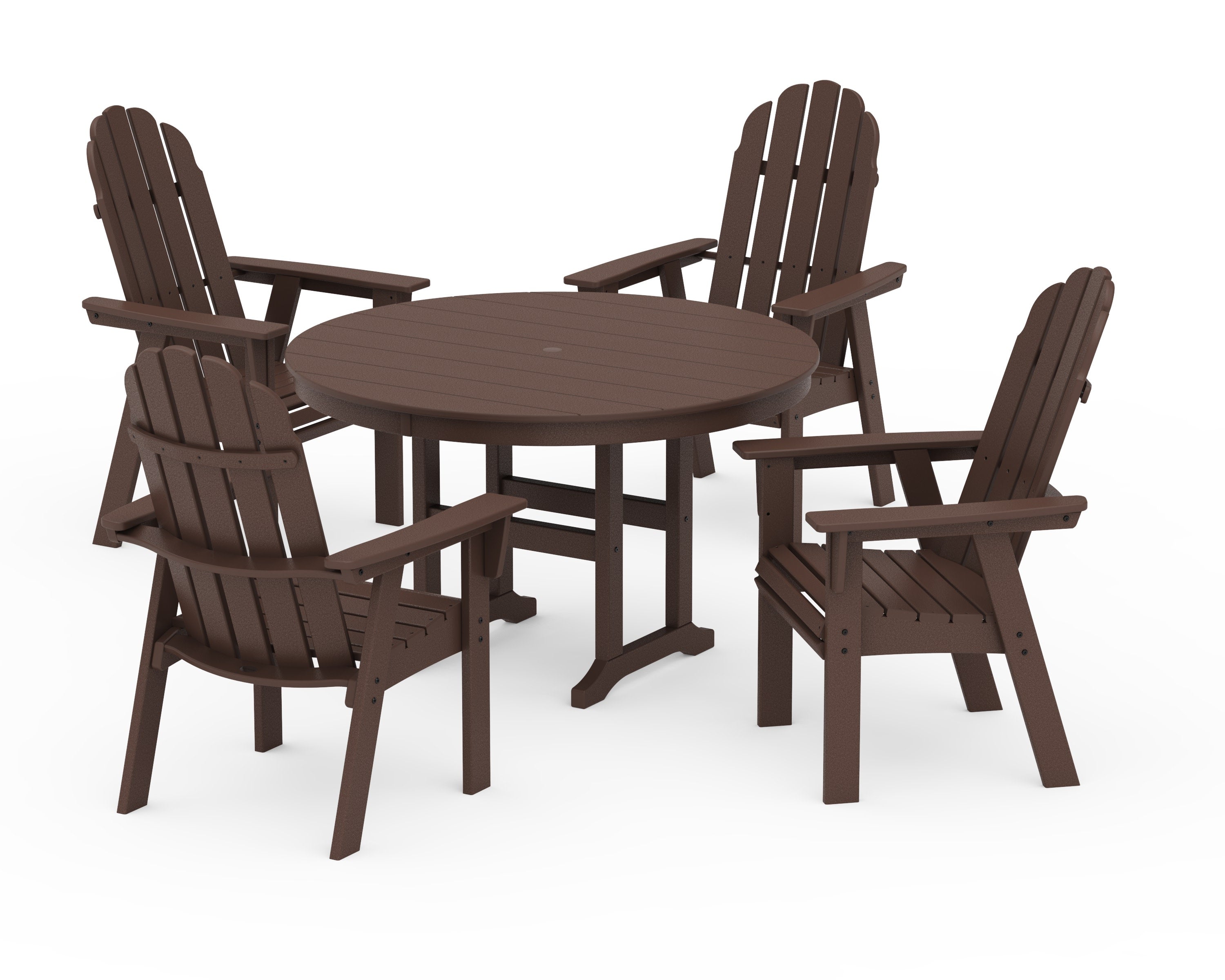 Vineyard Curveback Adirondack 5-Piece Round Farmhouse Dining Set in Mahogany