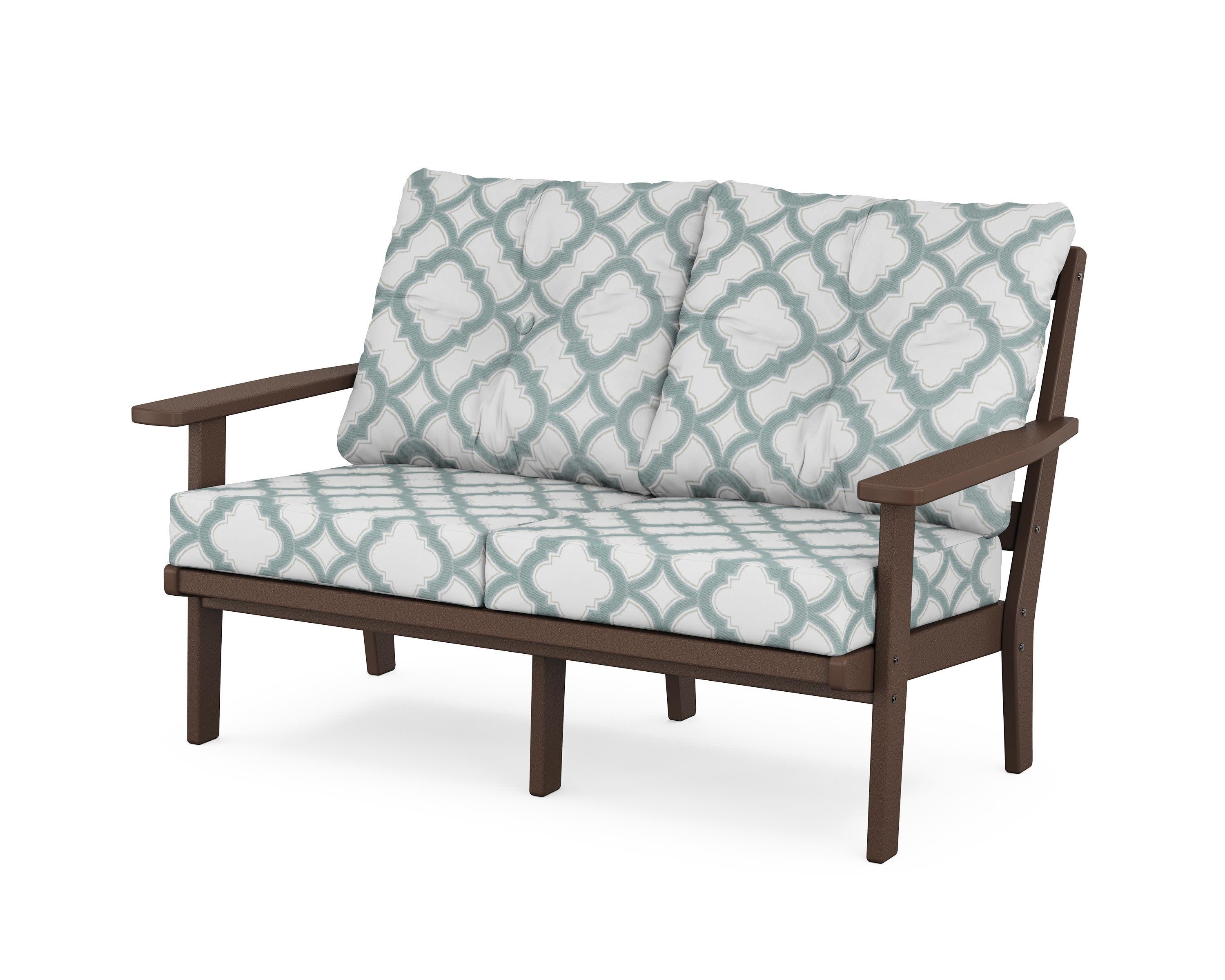 Oxford Deep SeatingLoveseat in Mahogany / Trellis Glacier Spa