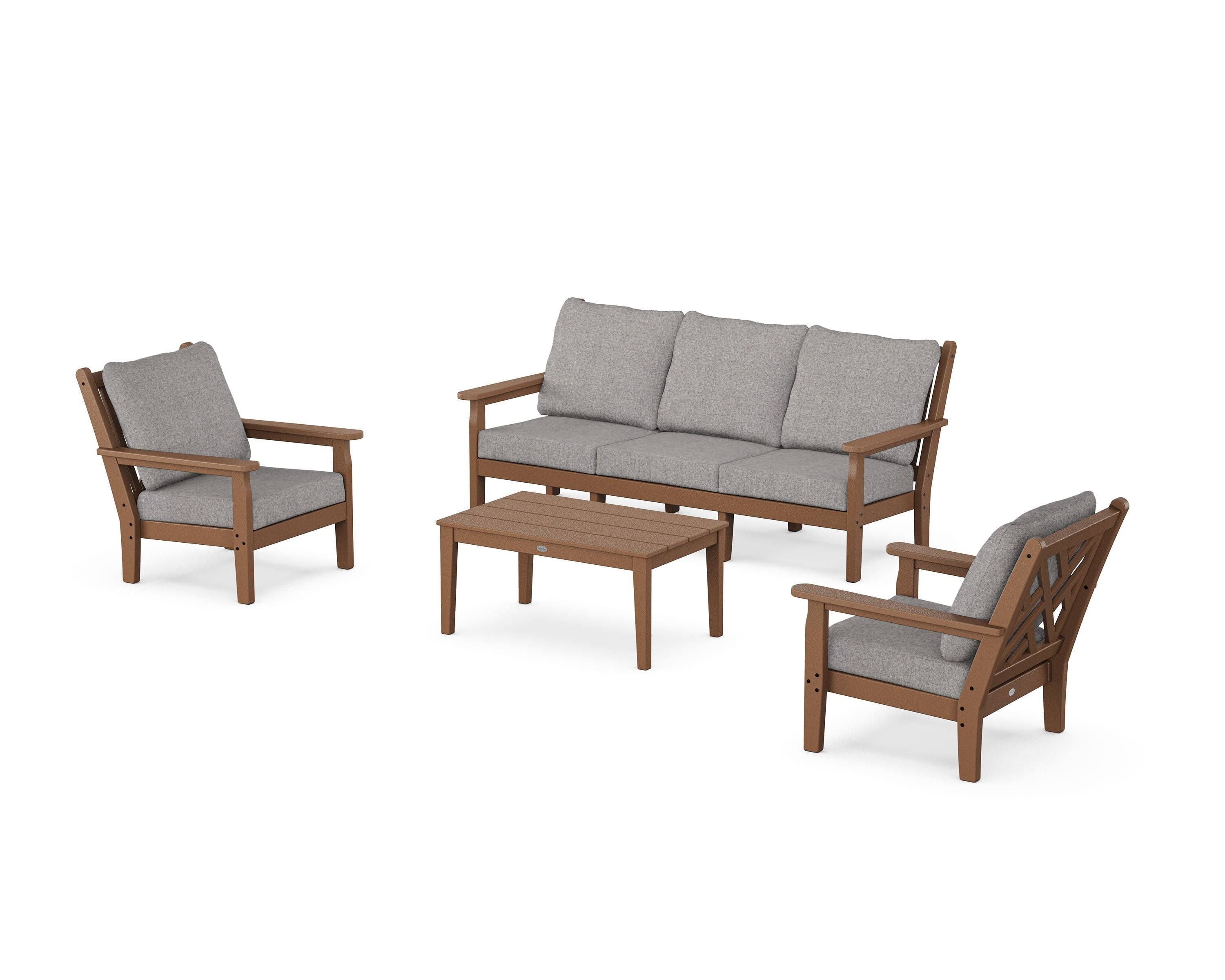 Chippendale 4-Piece Deep Seating Set with Sofa in Teak / Grey Mist
