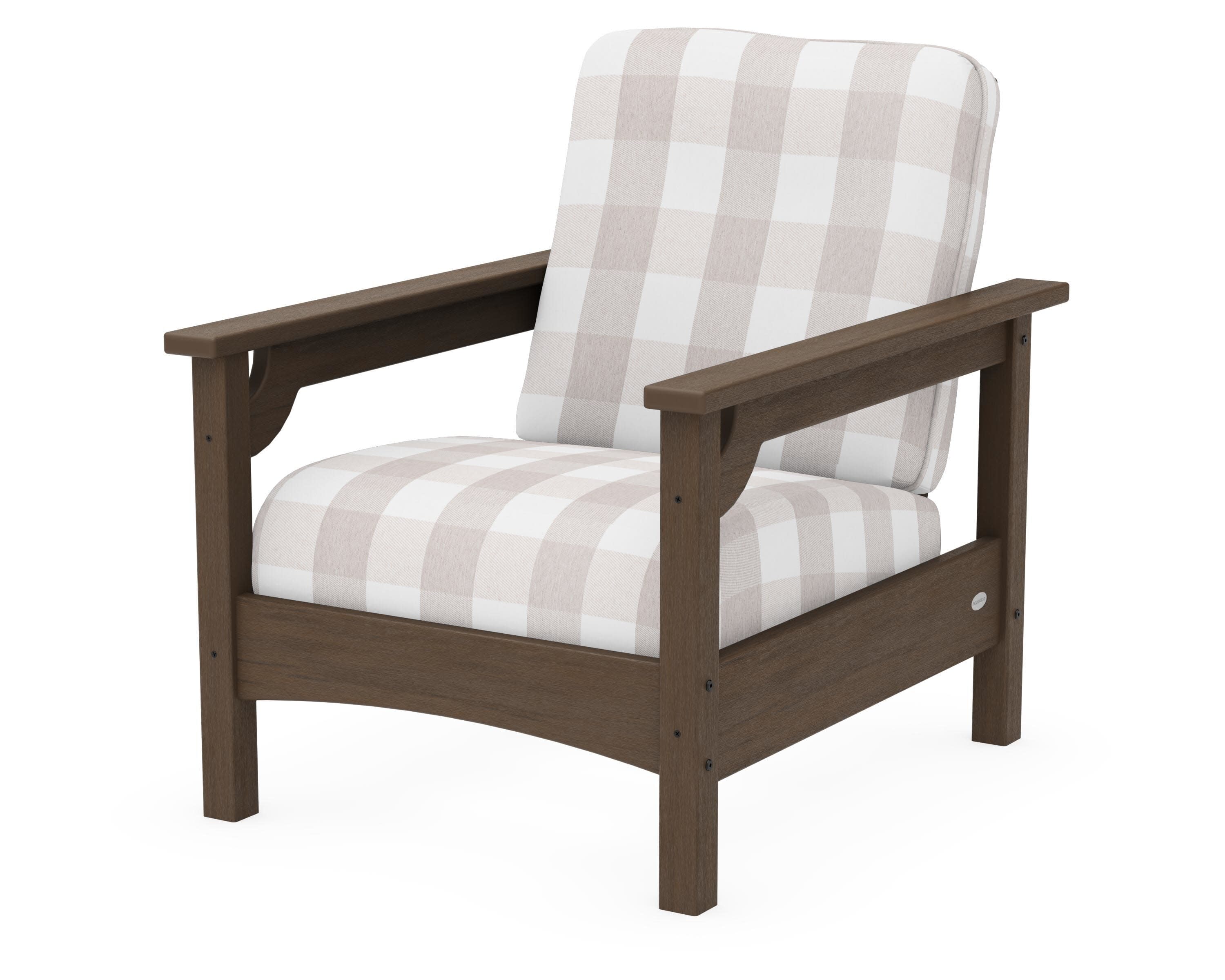 Club Chair in Kona / Buffalo Plaid Dune Burlap