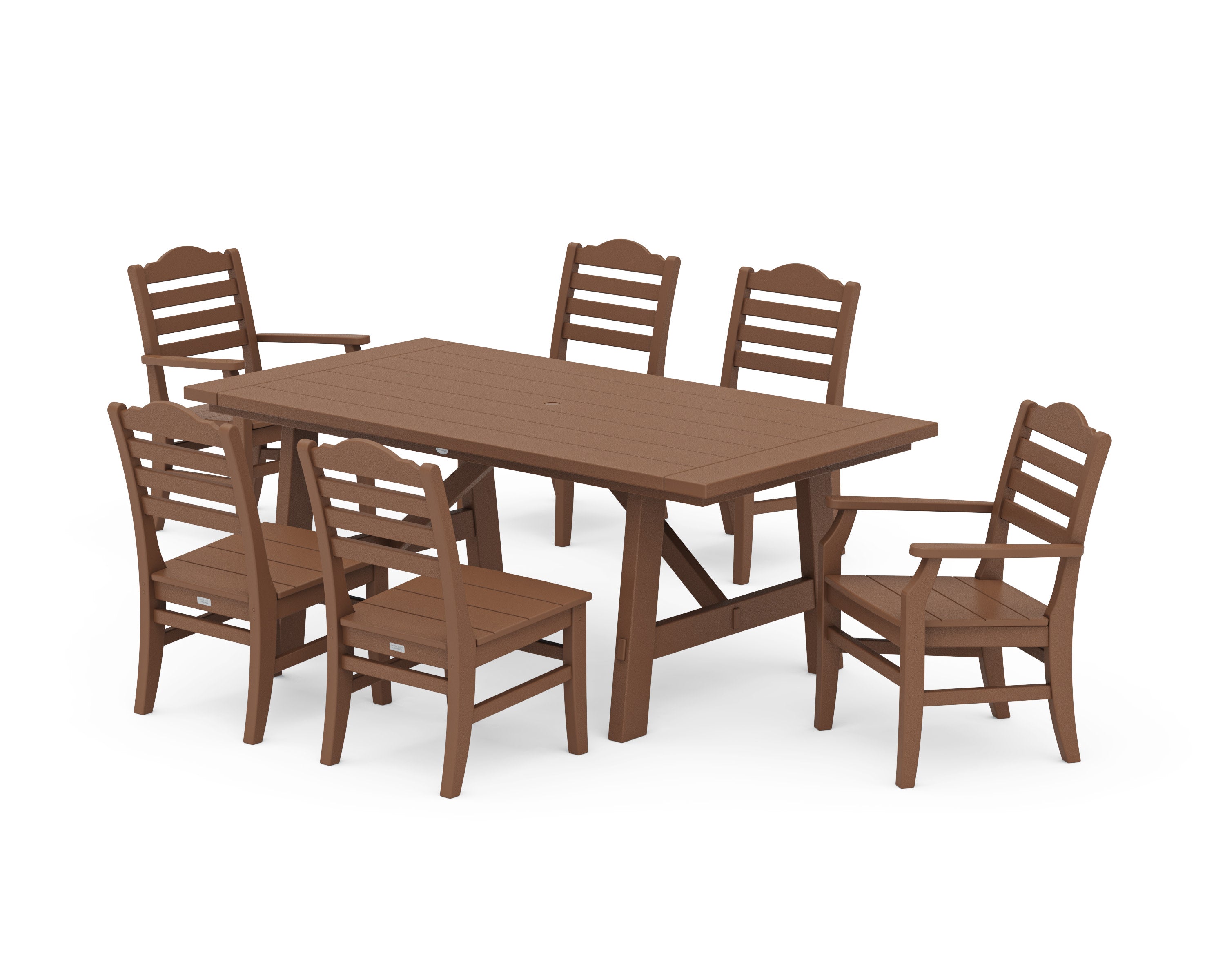 Savannah 7-Piece Rustic Farmhouse Dining Set in Teak