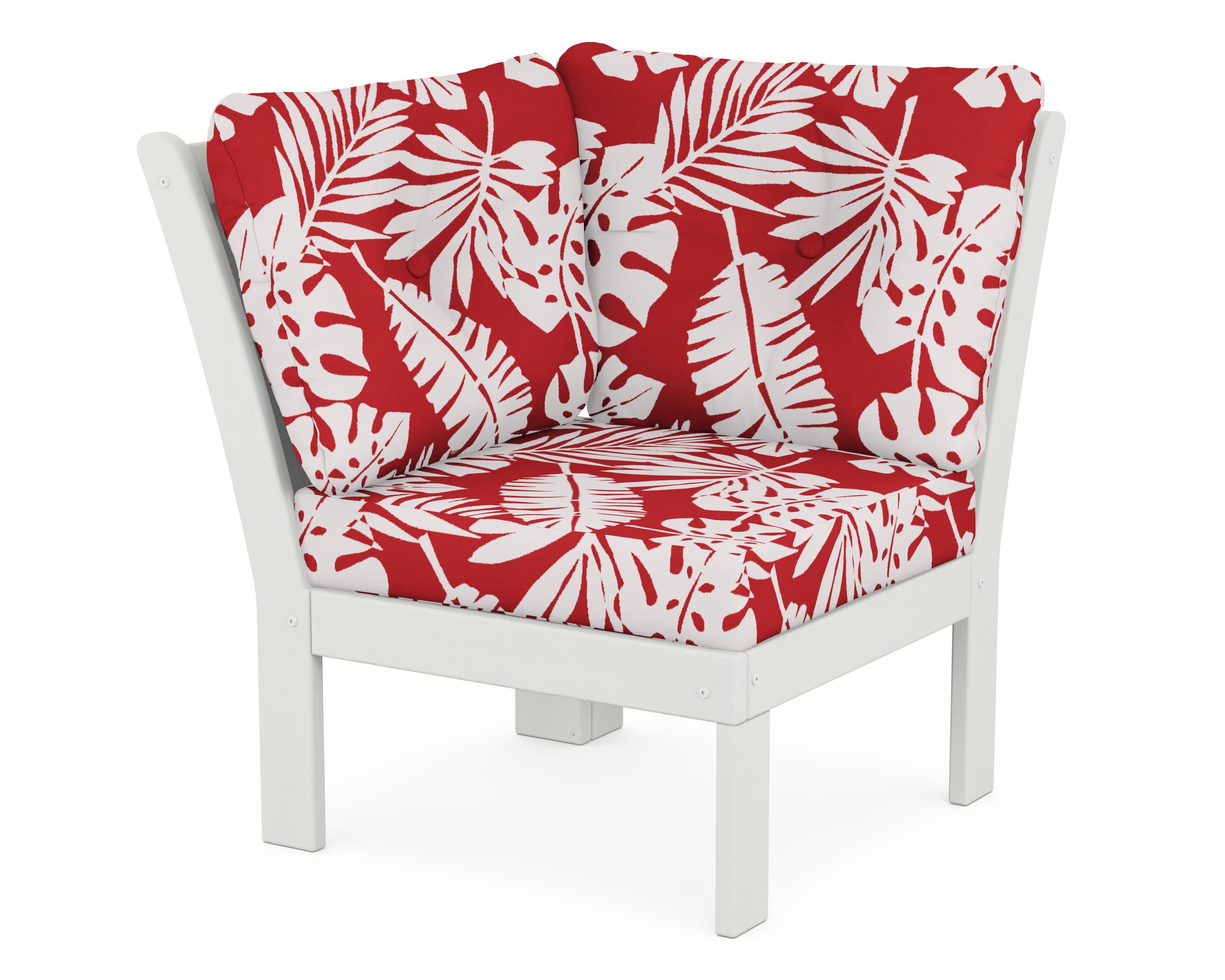 Vineyard Modular Corner Chair in Vintage White / Leaf Crimson