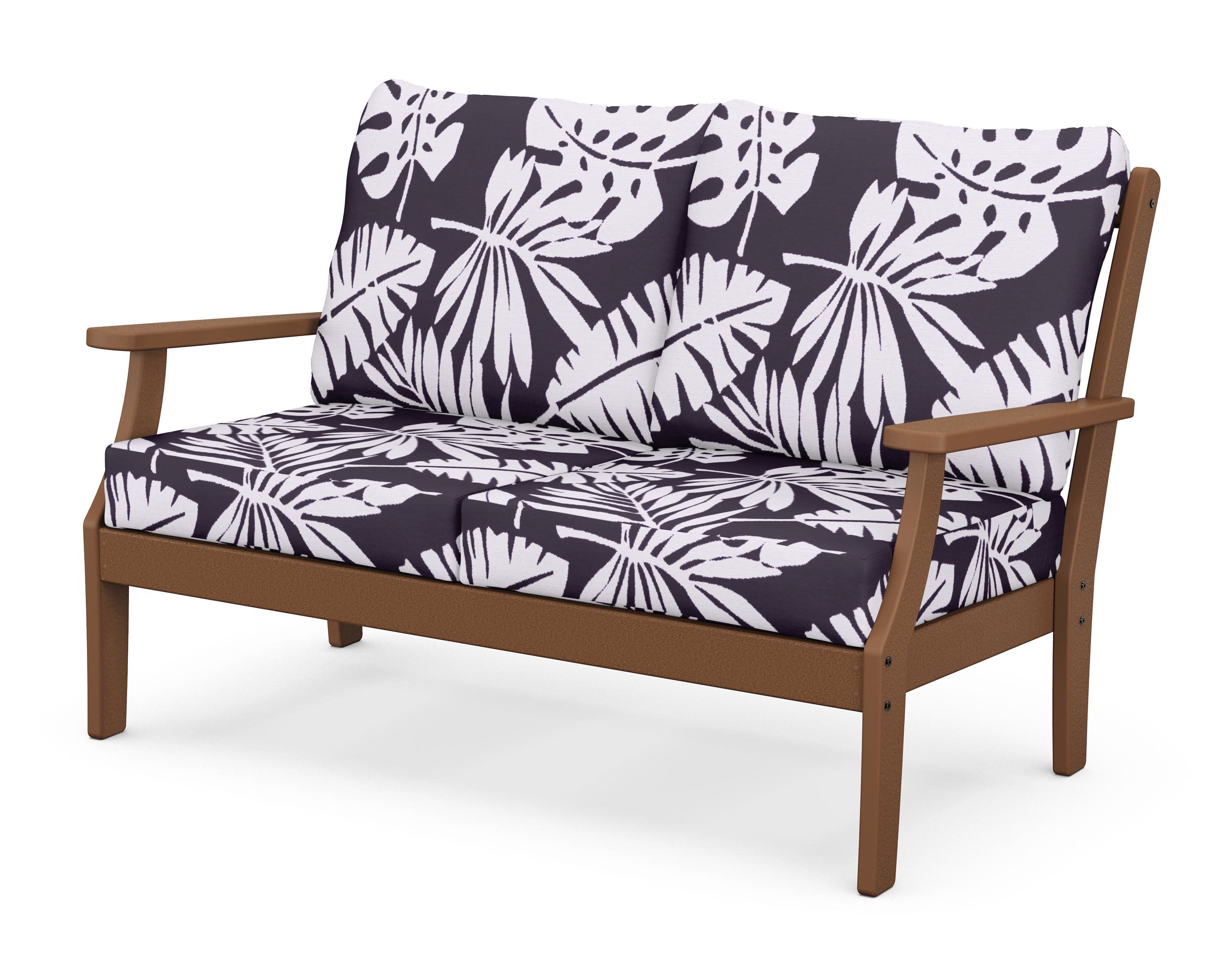 Braxton Deep Seating Loveseat in Teak / Leaf Navy