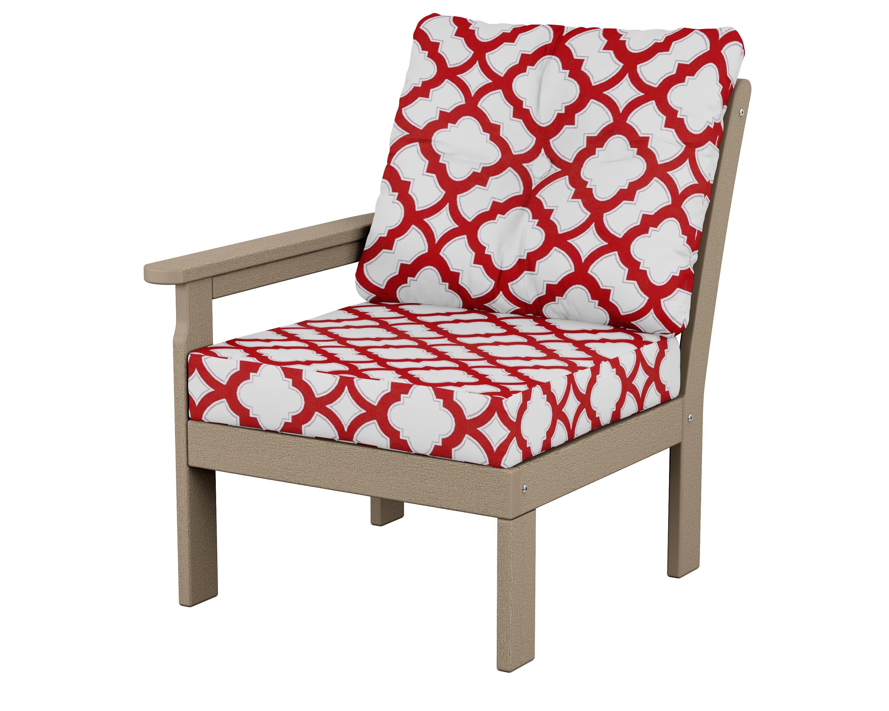 Vineyard Modular Left Arm Chair in Vintage Sahara / Trellis Crimson