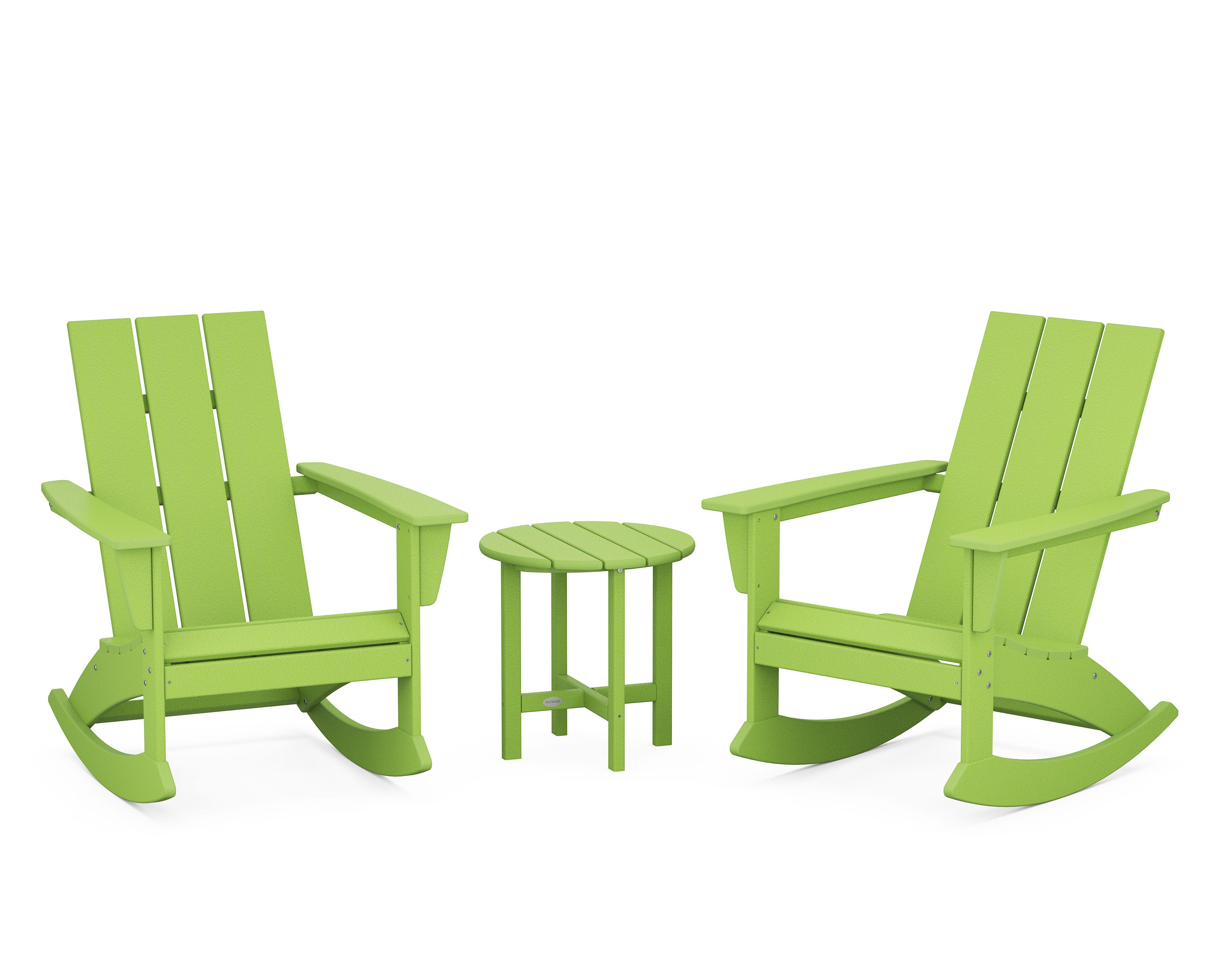 Modern 3-Piece Adirondack Rocking Chair Set in Lime