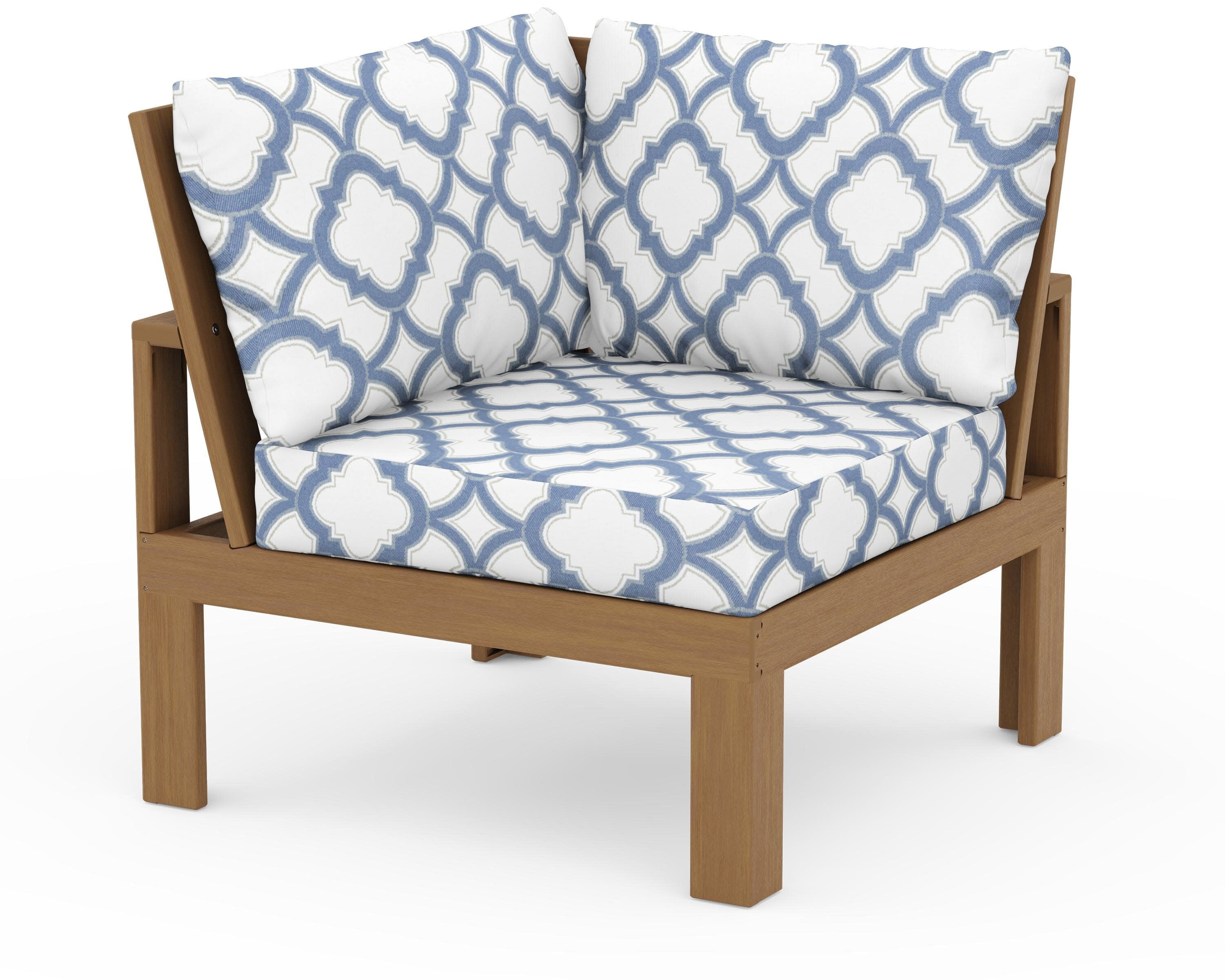 Modular Corner Chair in Natural / Trellis Sky Blue