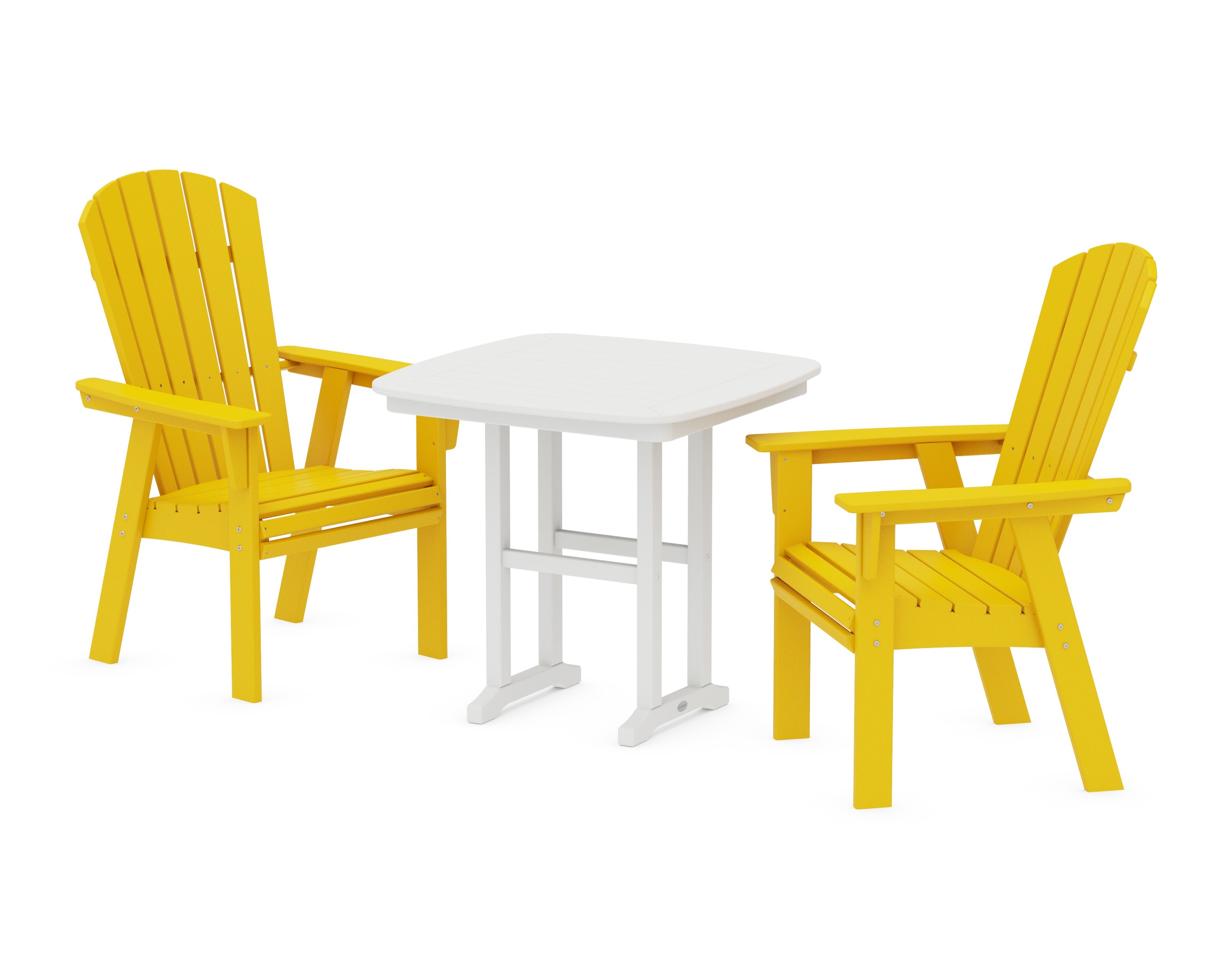 Nautical Adirondack 3-Piece Dining Set in Lemon / White