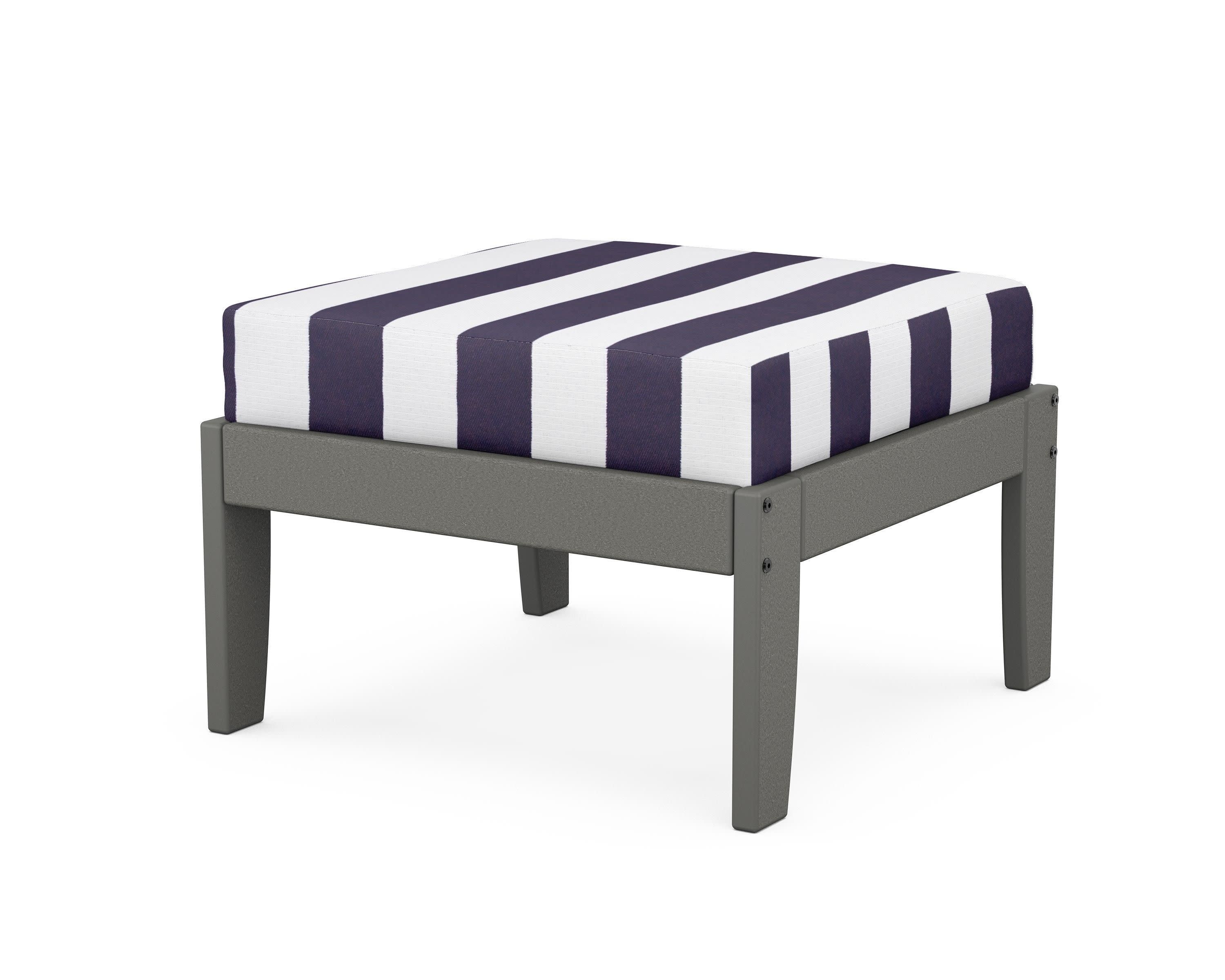 Modular Ottoman - Classic in Slate Grey / Cabana Stripe Navy