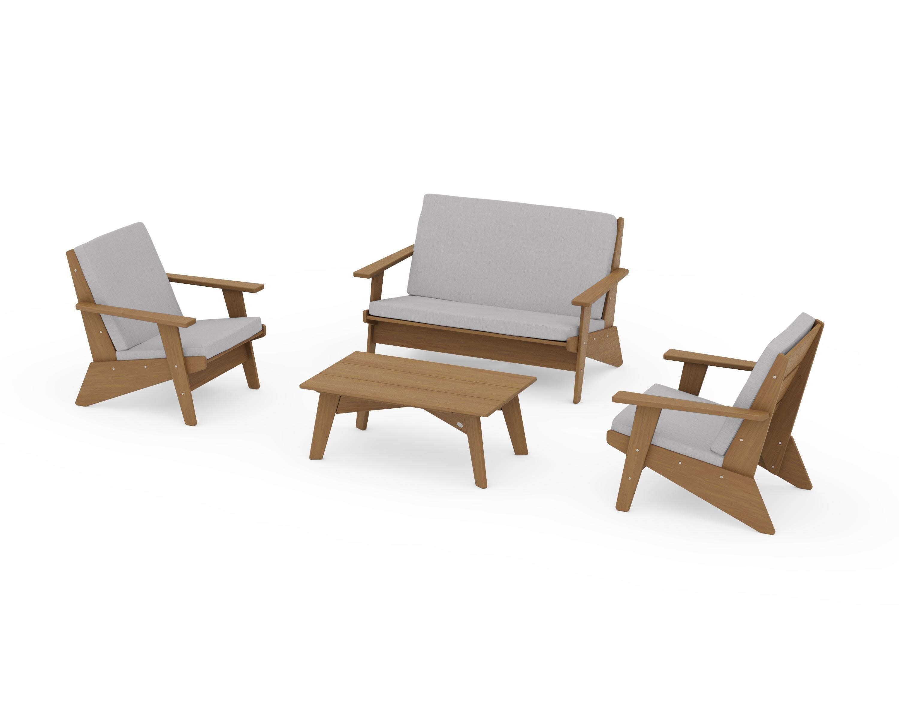 Riviera Modern Lounge 4-Piece Set in Natural / Granite