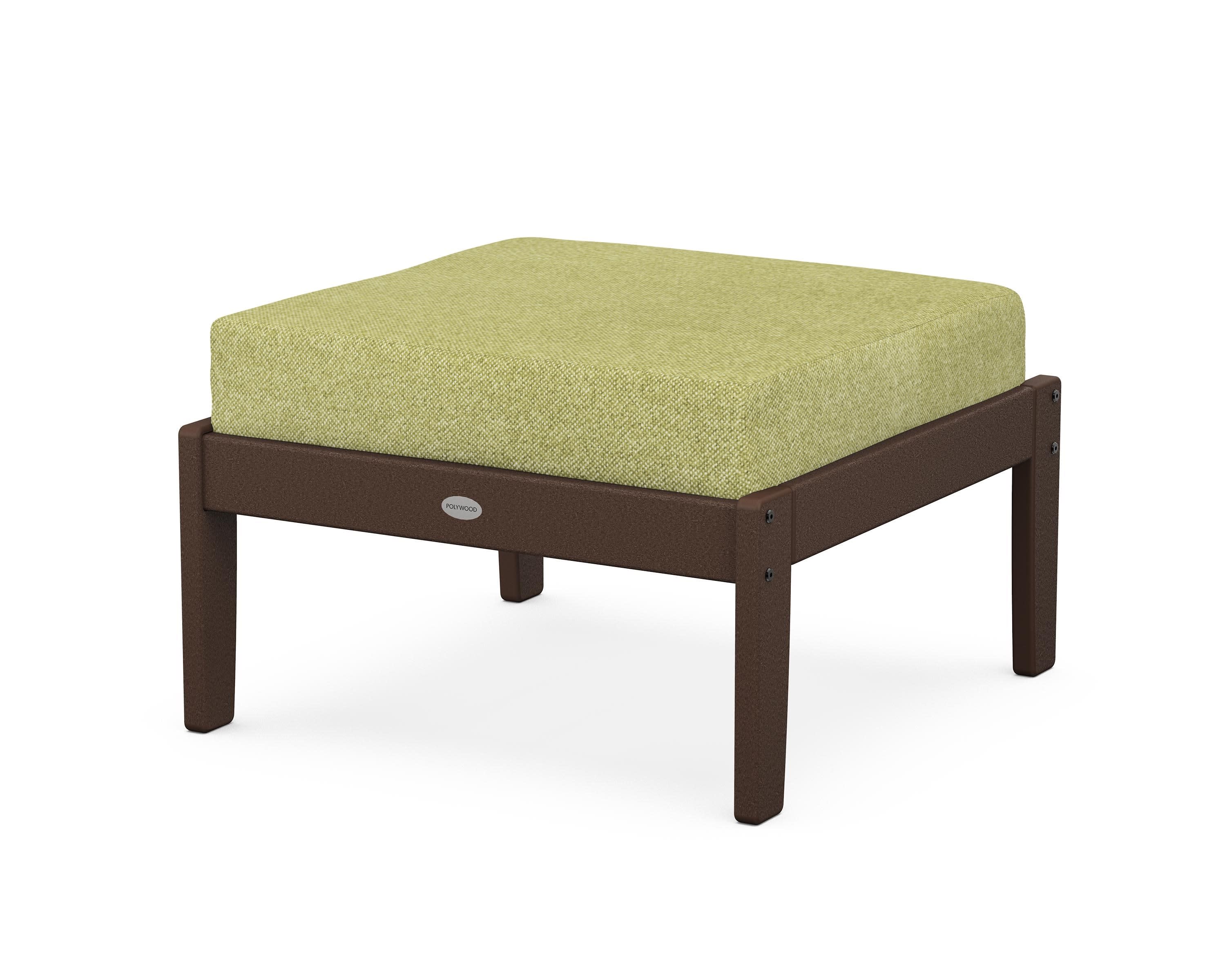 Braxton Deep Seating Ottoman in Mahogany / Chartreuse Boucle