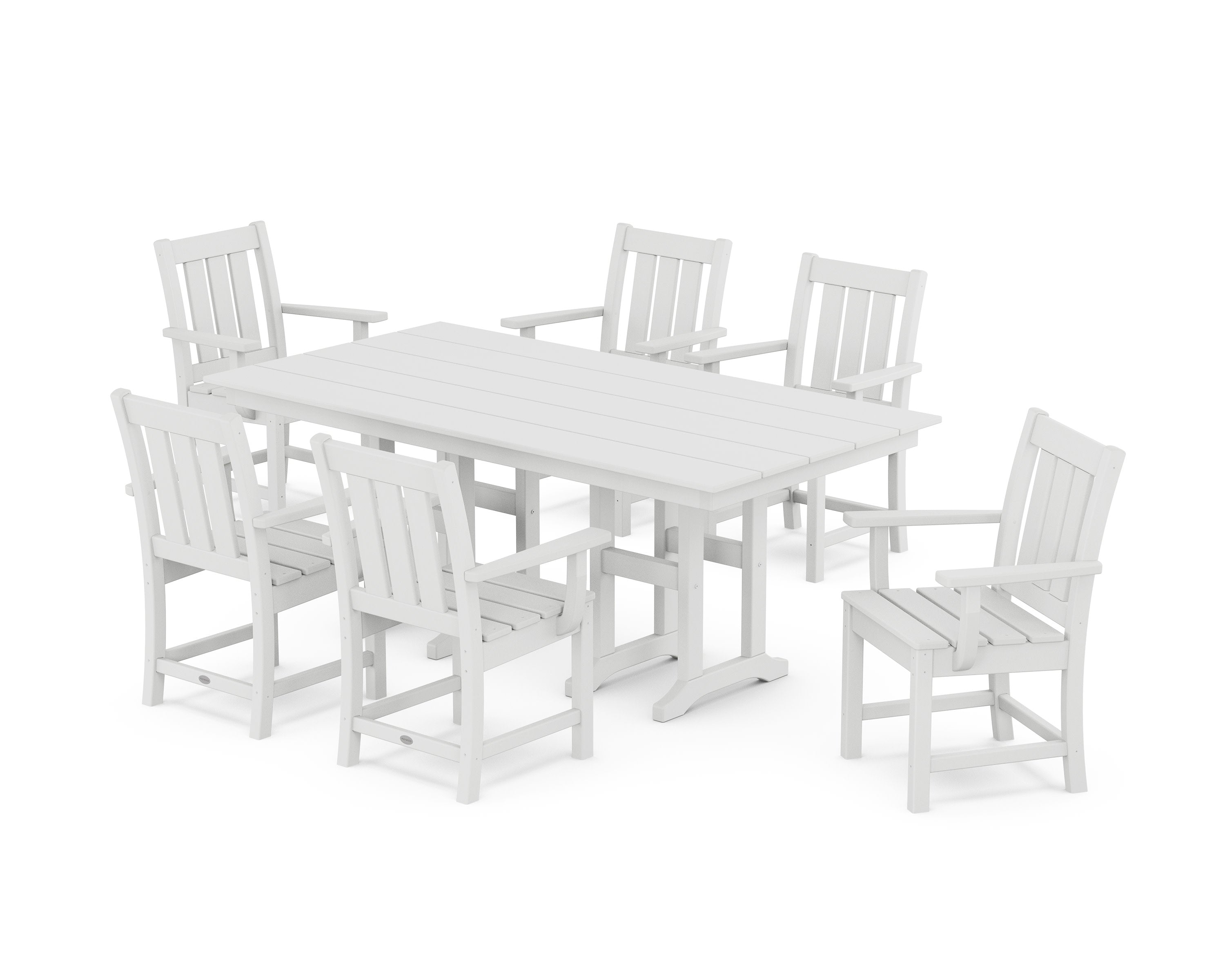 Oxford Arm Chair 7-Piece Farmhouse Dining Set in White