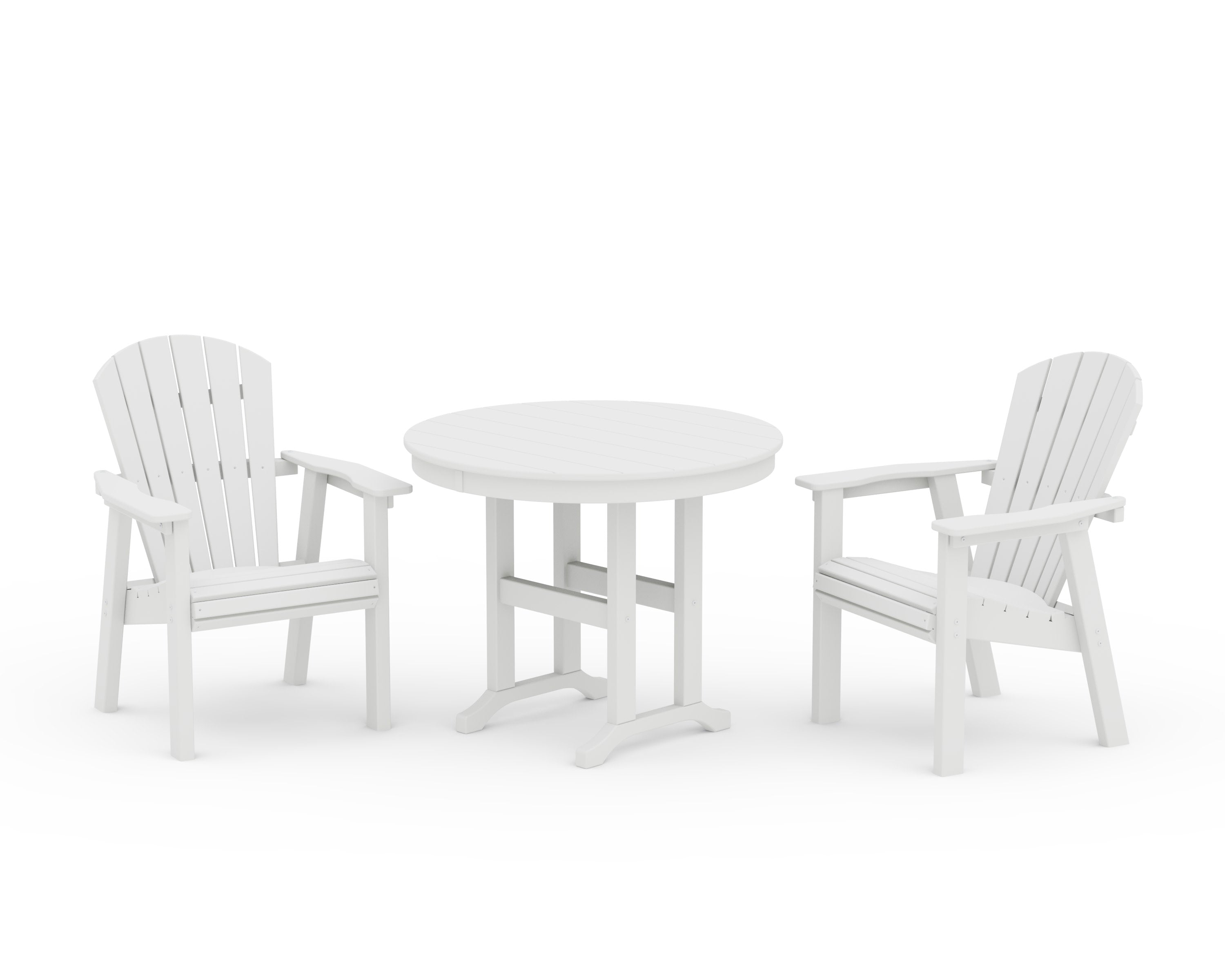 Seashell 3-Piece Round Farmhouse Dining Set in White