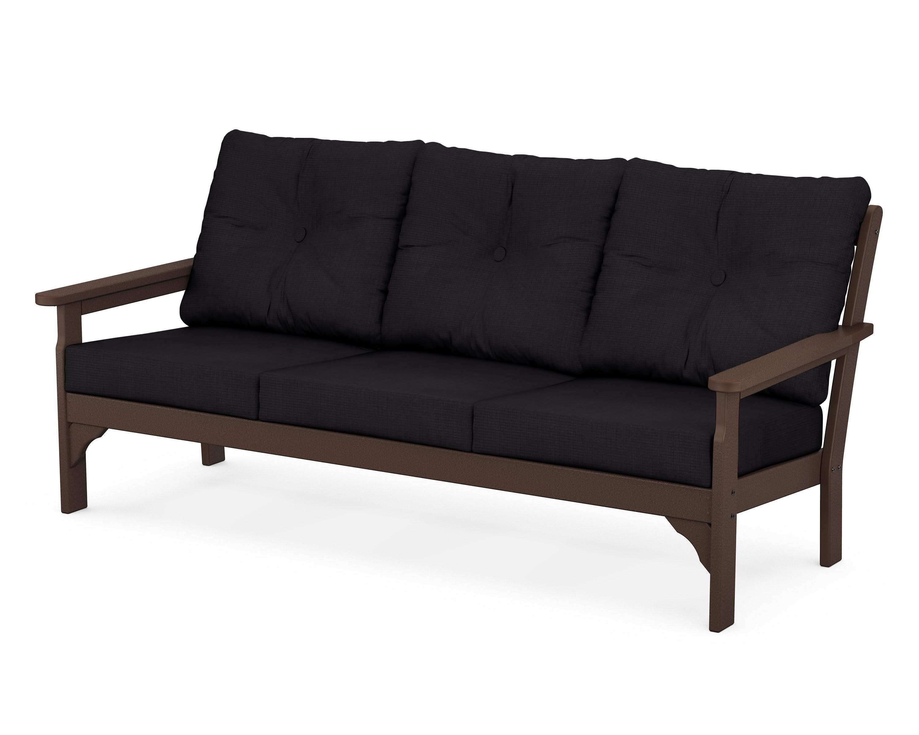 Vineyard Deep Seating Sofa in Mahogany / Midnight Linen