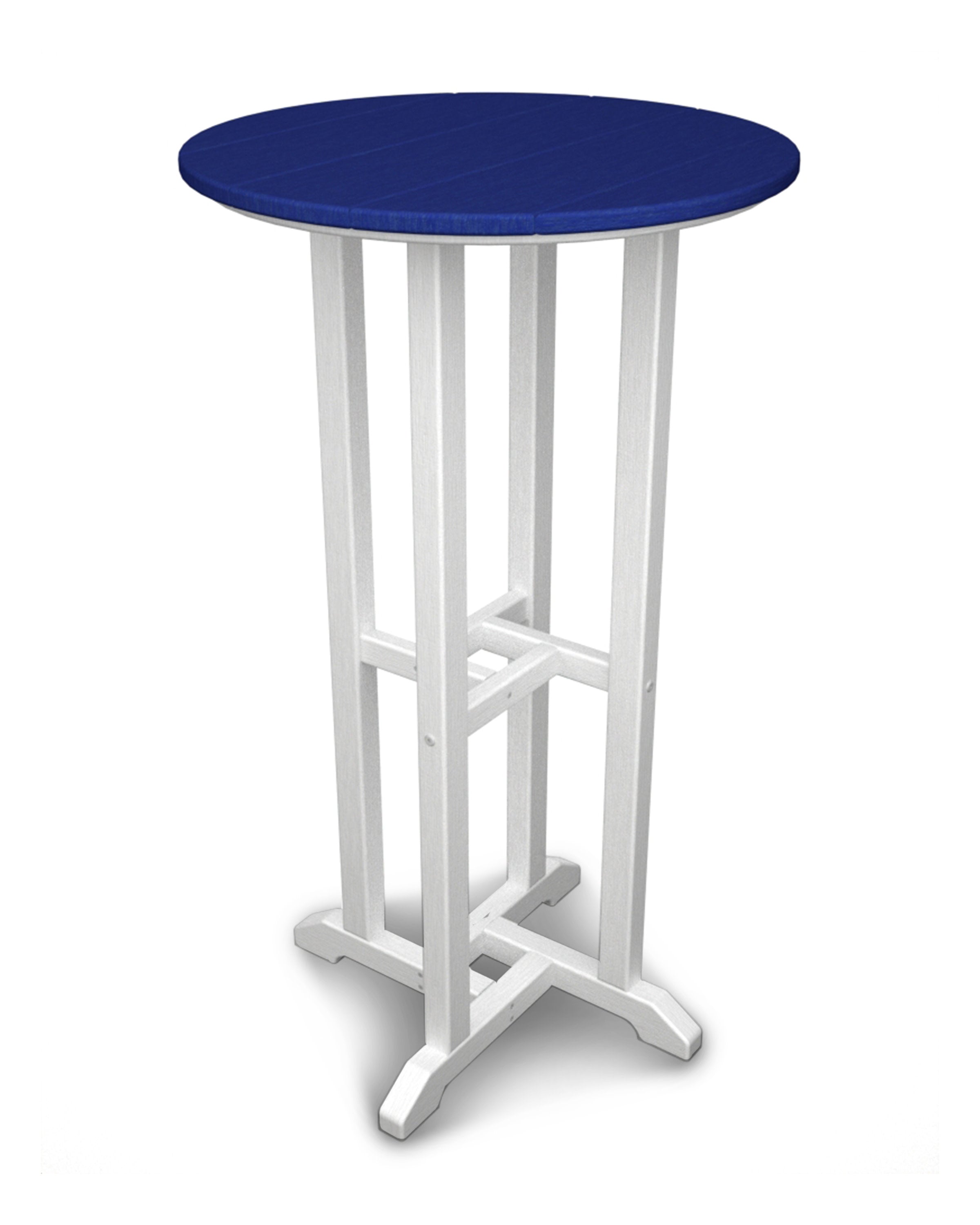 Contempo 24" Round Bar Table in White / Pacific Blue