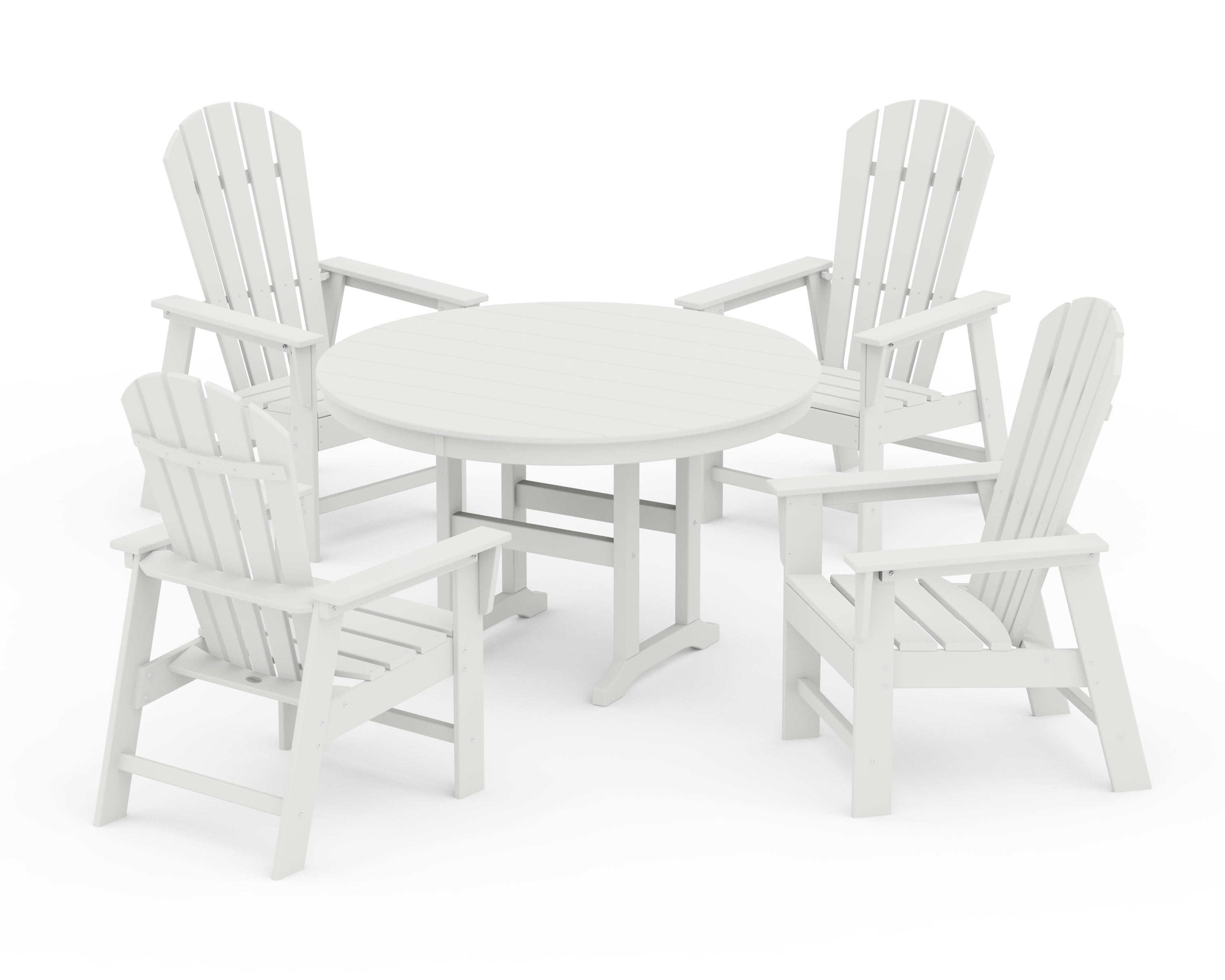 South Beach 5-Piece Round Farmhouse Dining Set in White